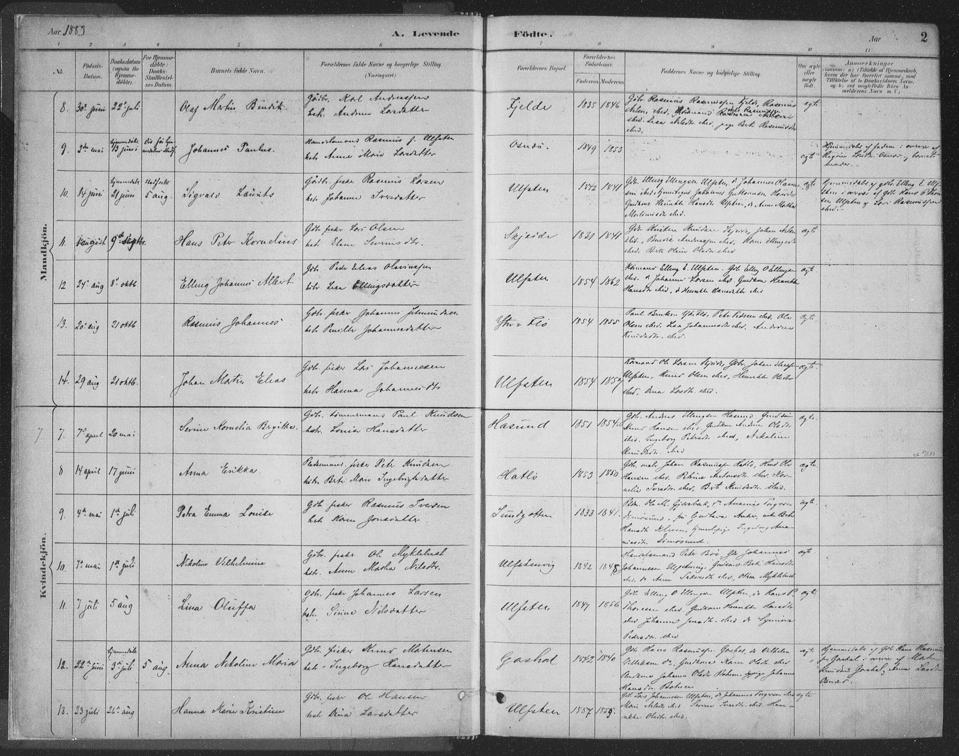 Ministerialprotokoller, klokkerbøker og fødselsregistre - Møre og Romsdal, SAT/A-1454/509/L0106: Parish register (official) no. 509A04, 1883-1922, p. 2