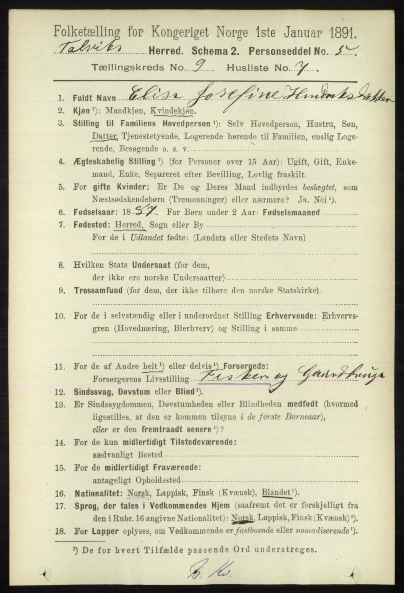 RA, 1891 census for 2013 Talvik, 1891, p. 2209