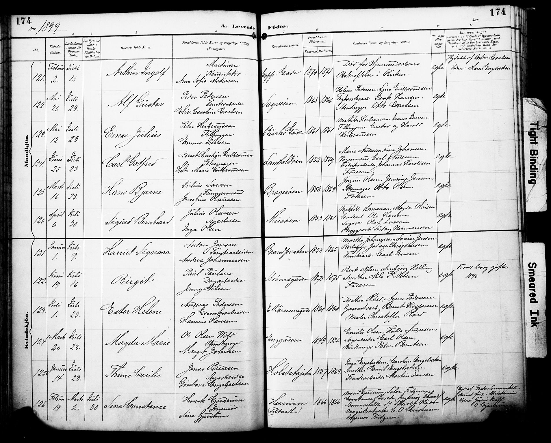 Bragernes kirkebøker, SAKO/A-6/F/Fb/L0008: Parish register (official) no. II 8, 1894-1902, p. 174