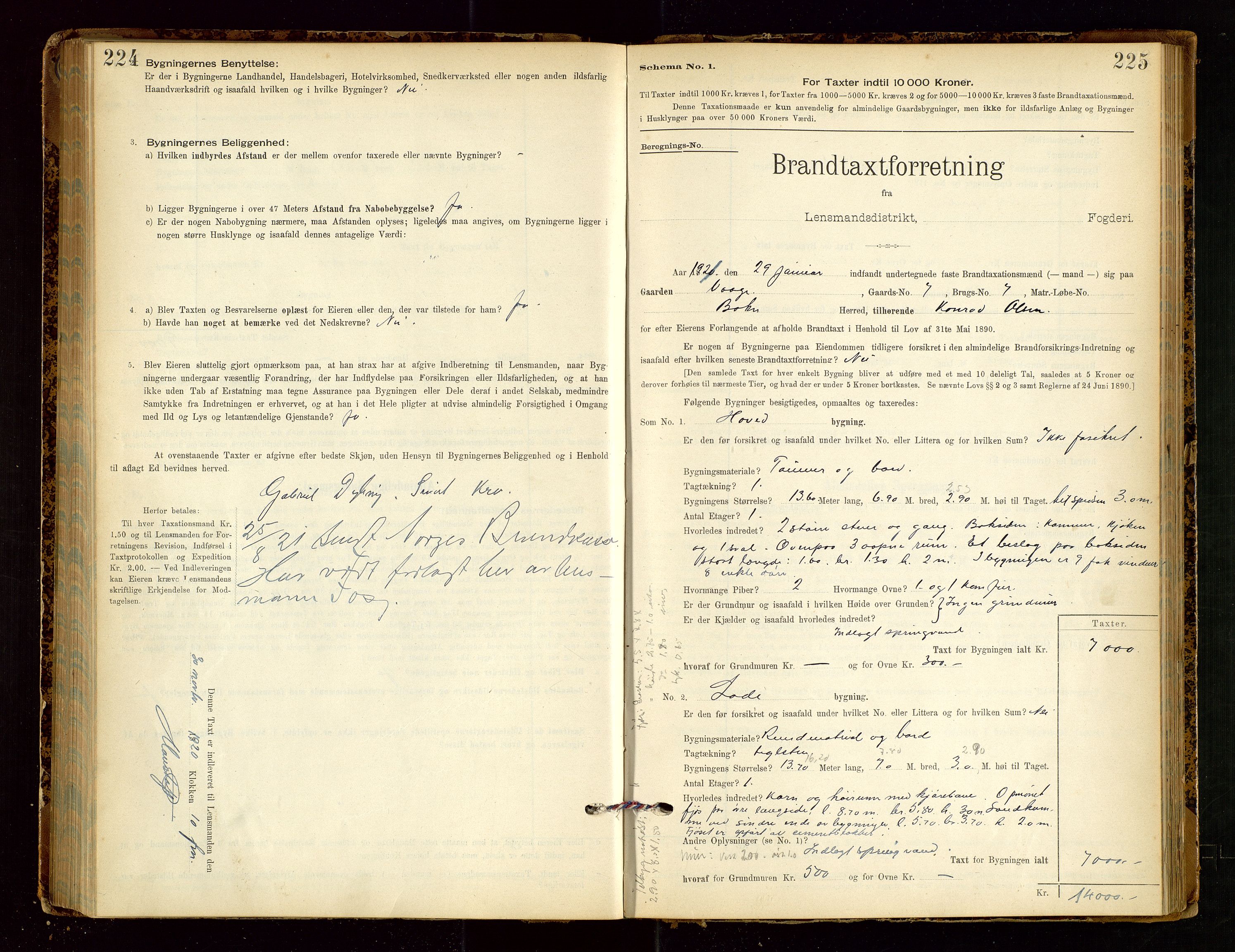 Tysvær lensmannskontor, AV/SAST-A-100192/Gob/L0002: "Brandtakstprotokol for Lensmanden i Tysvær", 1901-1932, p. 224-225