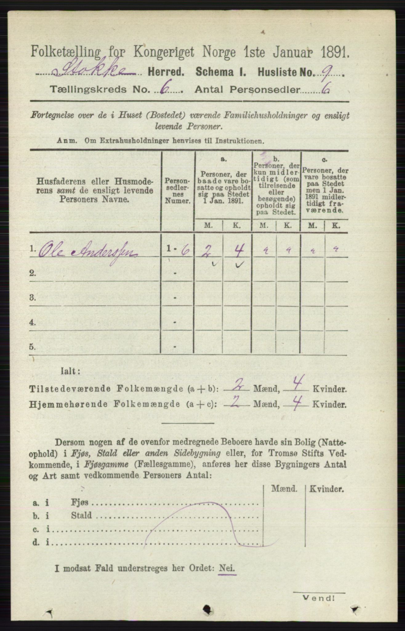 RA, 1891 census for 0720 Stokke, 1891, p. 3682