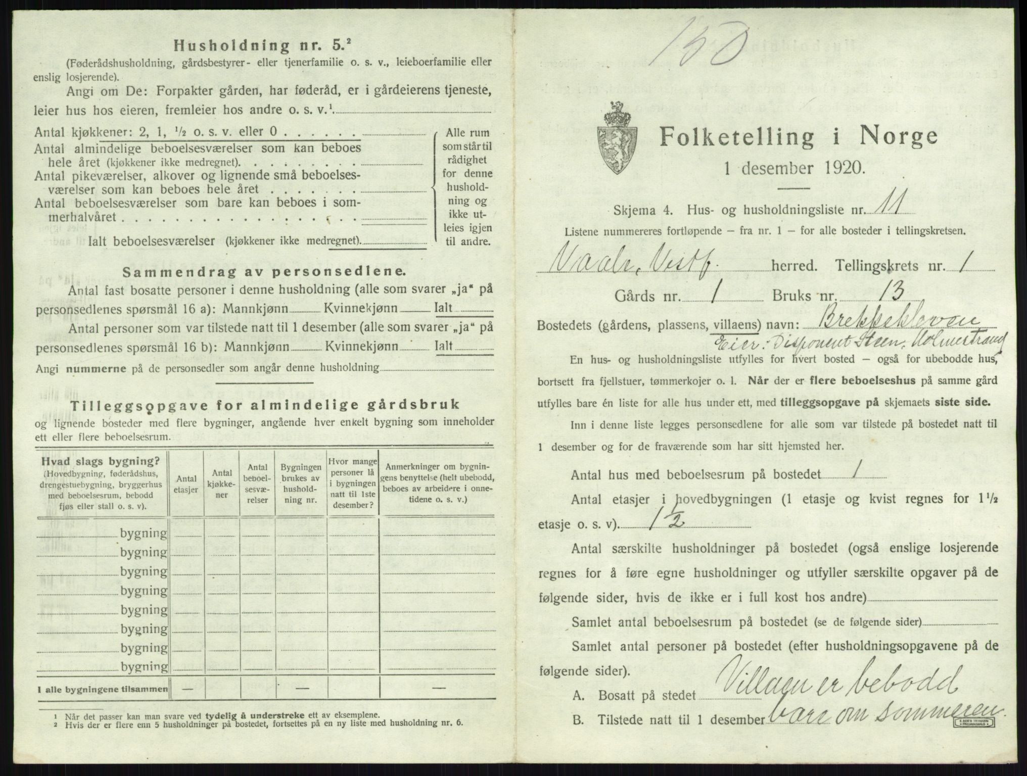 SAKO, 1920 census for Våle, 1920, p. 67