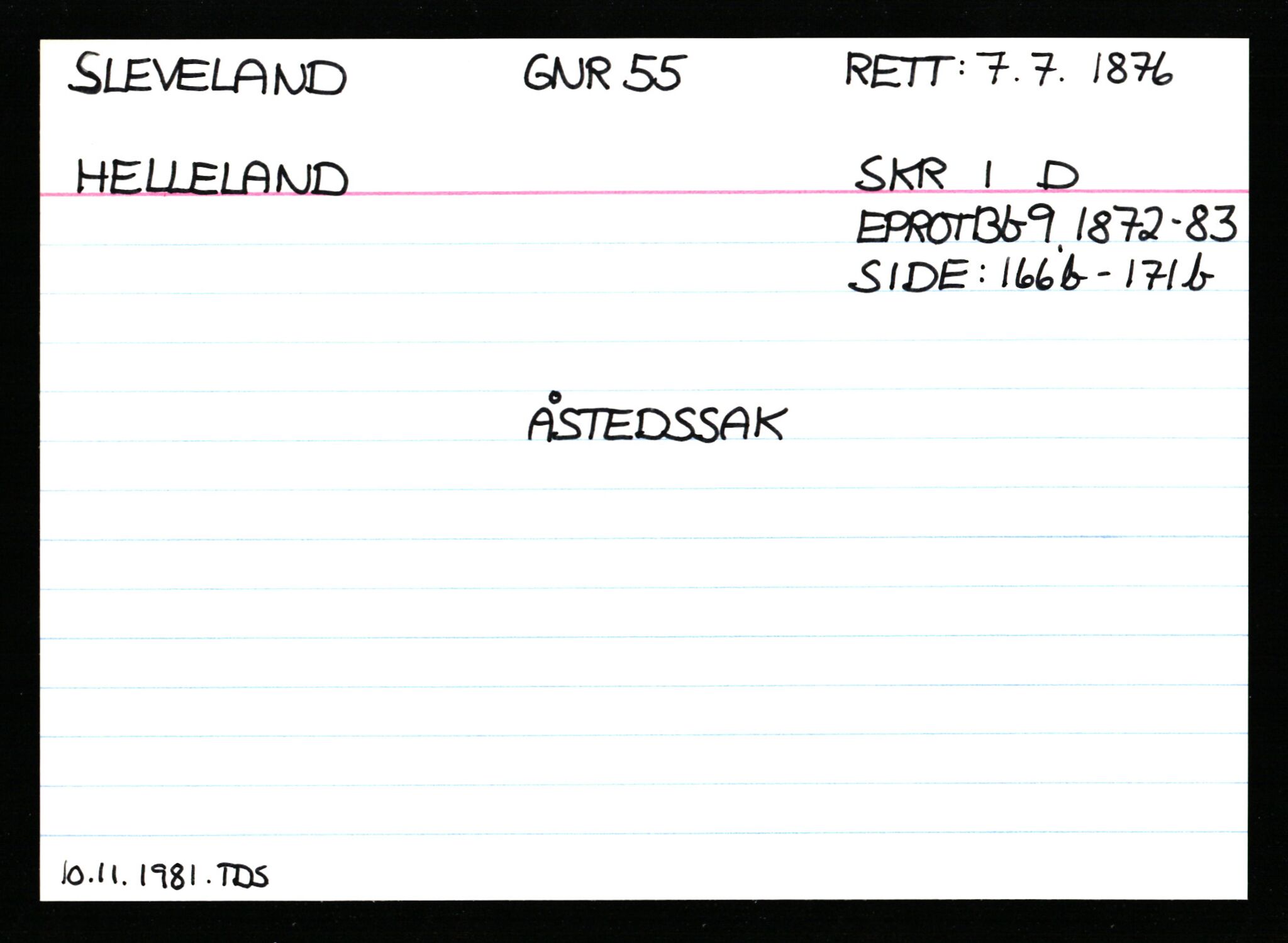 Statsarkivet i Stavanger, AV/SAST-A-101971/03/Y/Ym/L0053: Åstedskort sortert etter gårdsnavn: Skudeneshavn - Solbjør, 1600-1950, p. 372