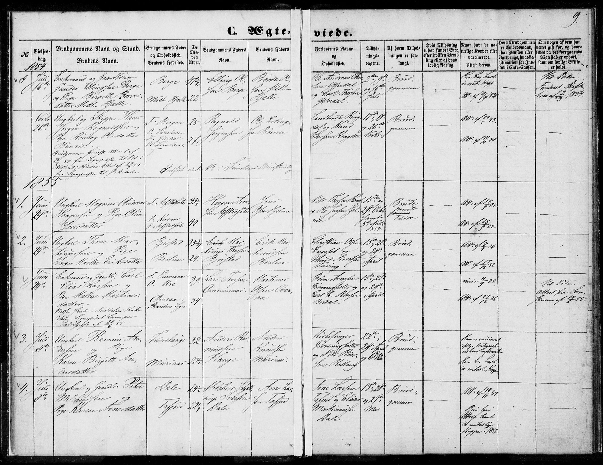 Ministerialprotokoller, klokkerbøker og fødselsregistre - Møre og Romsdal, SAT/A-1454/519/L0250: Parish register (official) no. 519A09, 1850-1868, p. 9