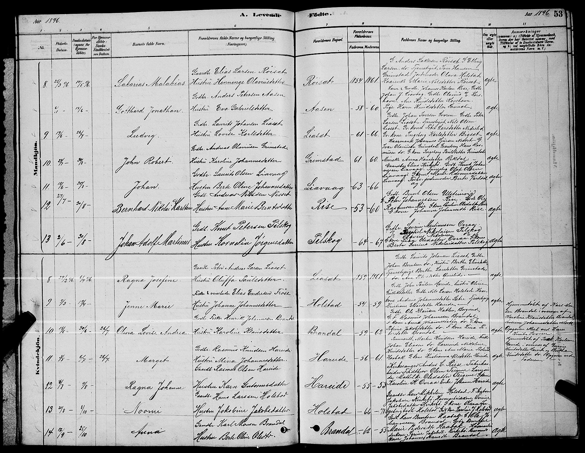 Ministerialprotokoller, klokkerbøker og fødselsregistre - Møre og Romsdal, SAT/A-1454/510/L0125: Parish register (copy) no. 510C02, 1878-1900, p. 53