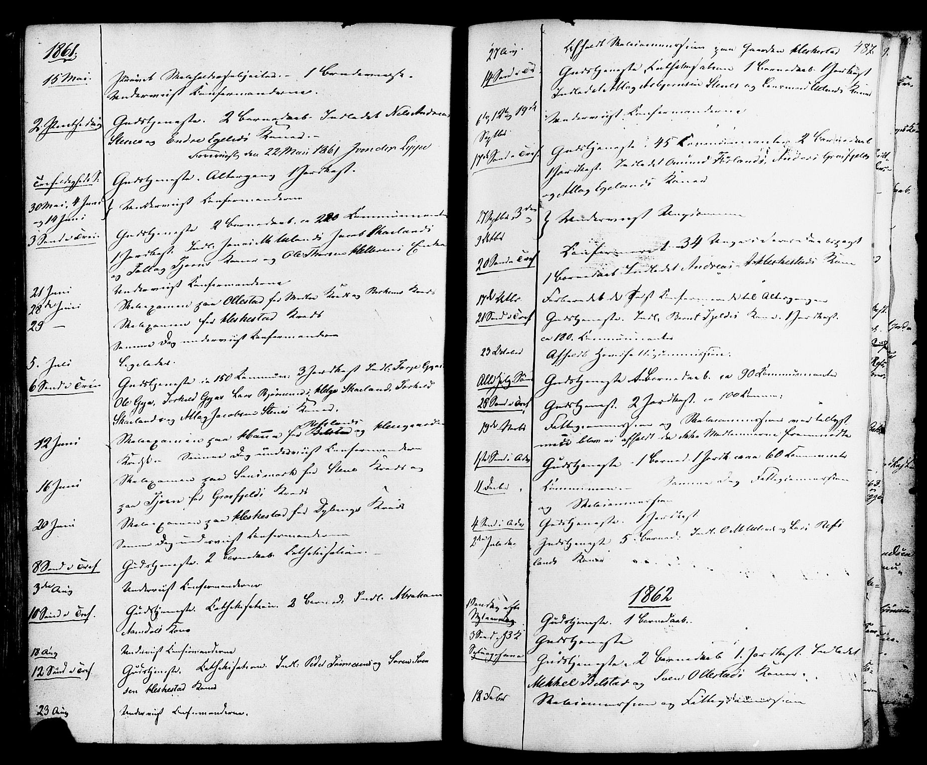 Lund sokneprestkontor, AV/SAST-A-101809/S06/L0010: Parish register (official) no. A 9, 1854-1886, p. 487