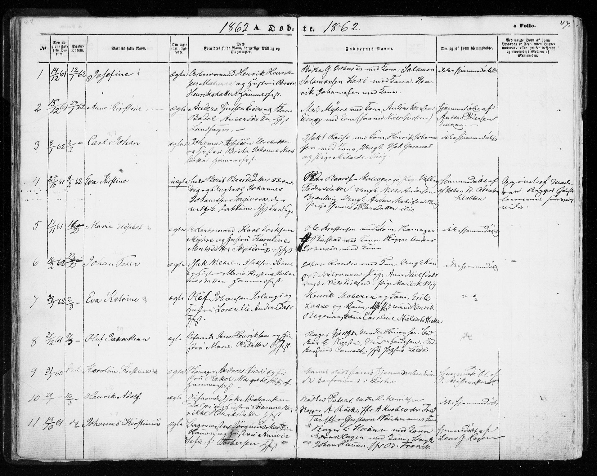 Hammerfest sokneprestkontor, AV/SATØ-S-1347/H/Ha/L0005.kirke: Parish register (official) no. 5, 1857-1869, p. 47