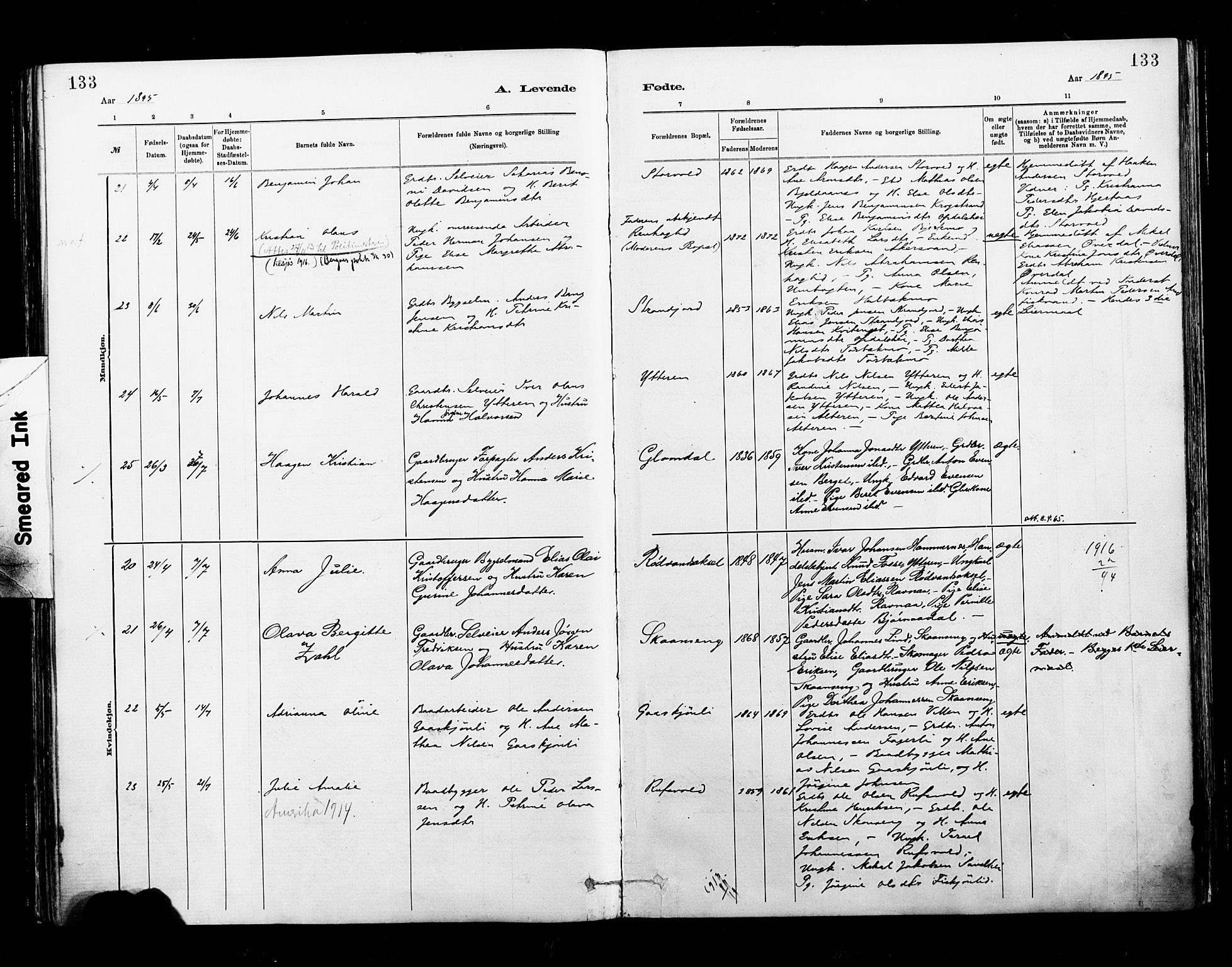 Ministerialprotokoller, klokkerbøker og fødselsregistre - Nordland, AV/SAT-A-1459/827/L0400: Parish register (official) no. 827A12, 1883-1903, p. 133