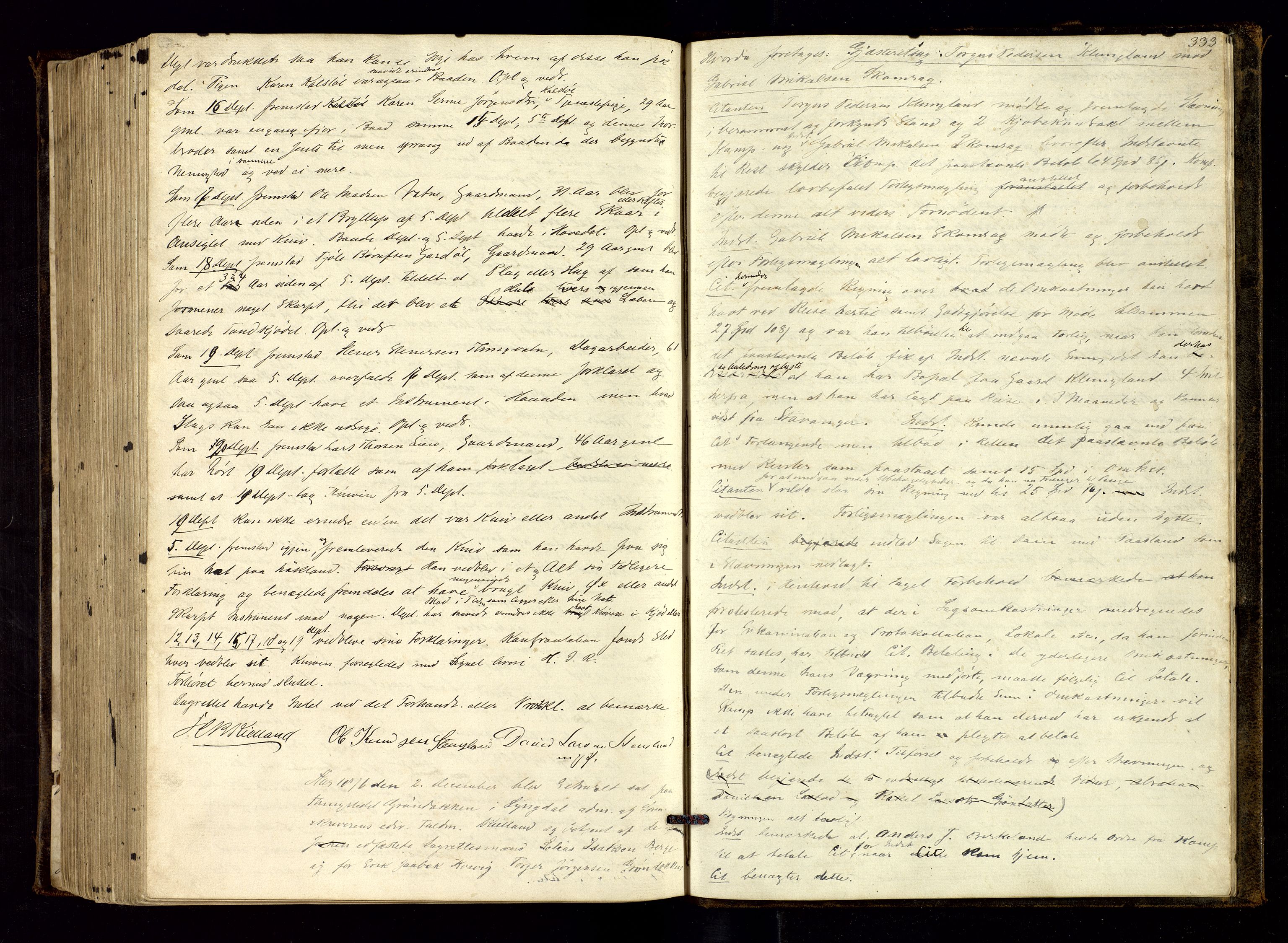 Lyngdal sorenskriveri, AV/SAK-1221-0004/F/Fb/L0085: Ekstrarettsprotokoll nr. 21, 1869-1877, p. 333