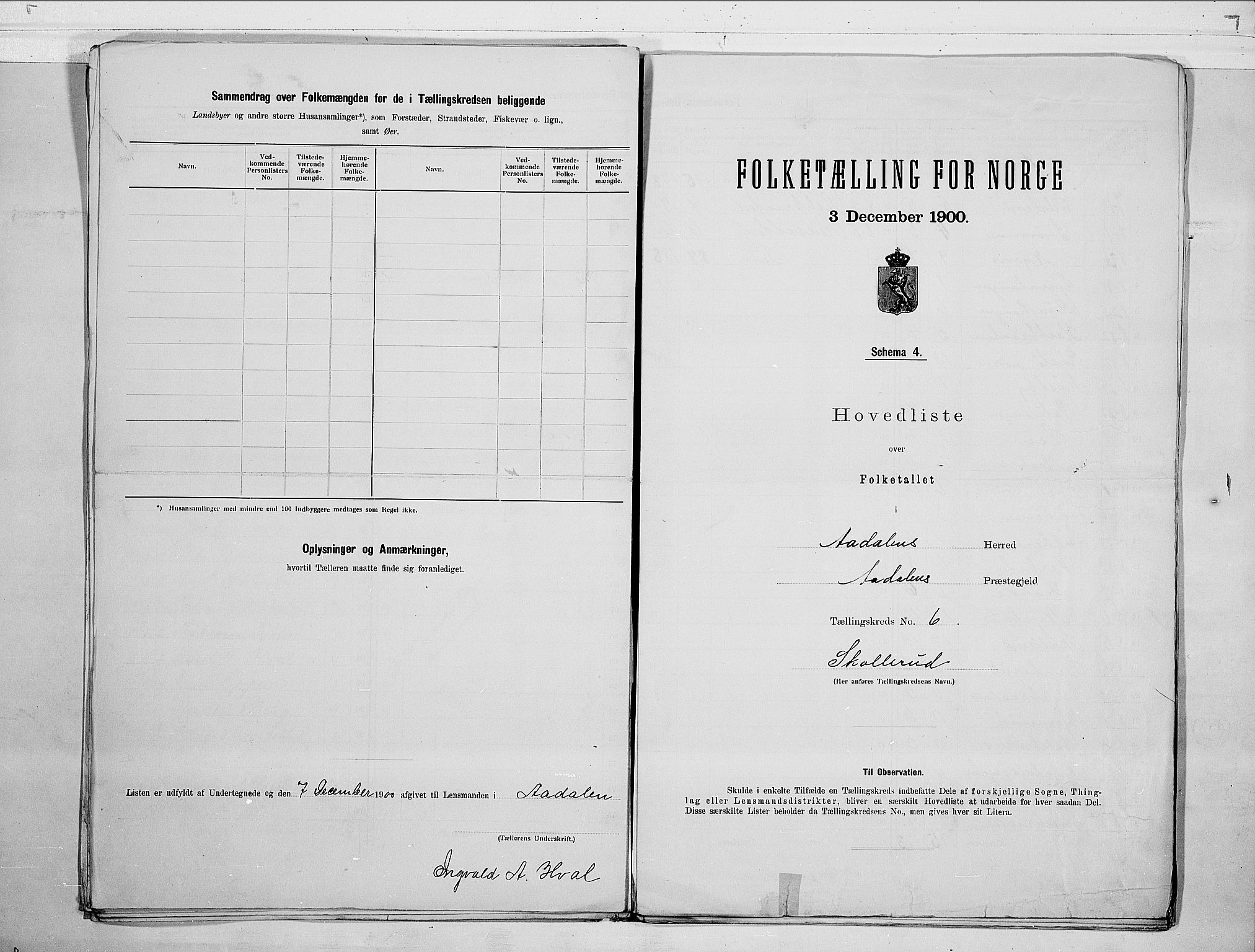 RA, 1900 census for Ådal, 1900, p. 14