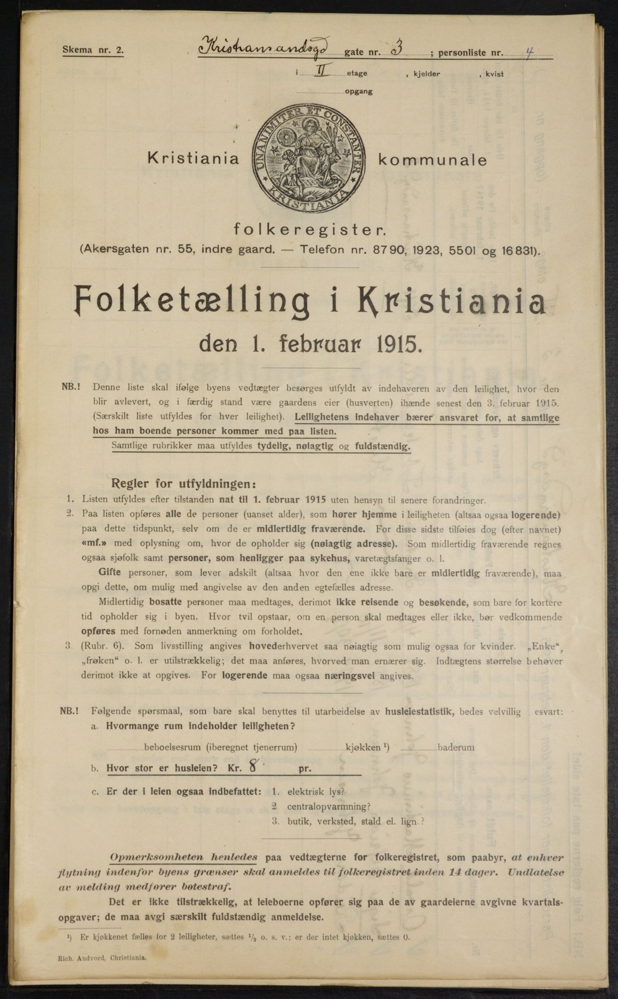 OBA, Municipal Census 1915 for Kristiania, 1915, p. 53764