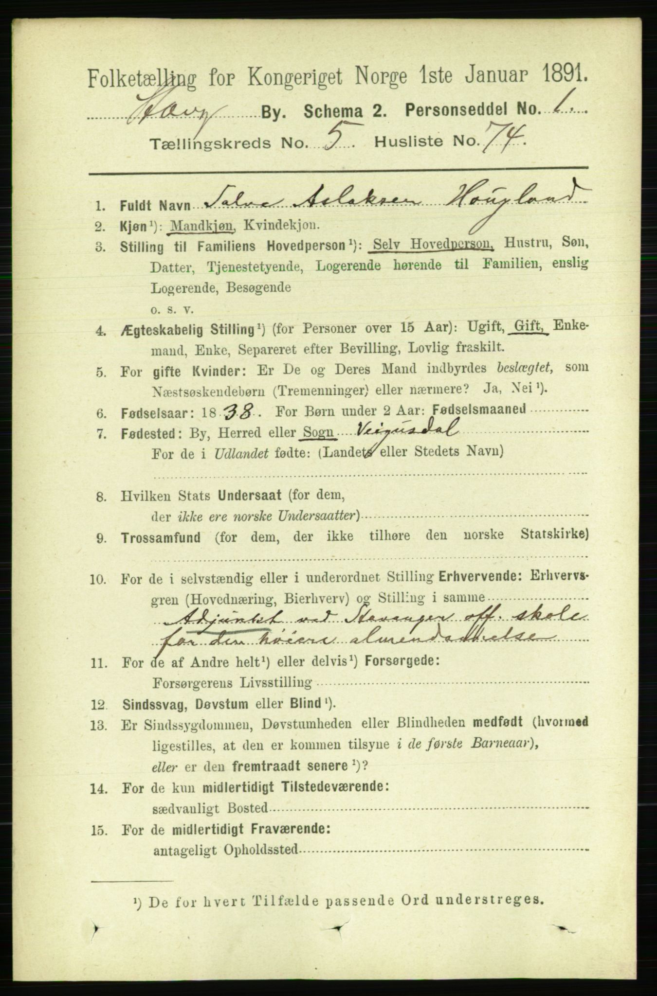 RA, 1891 census for 1103 Stavanger, 1891, p. 9744