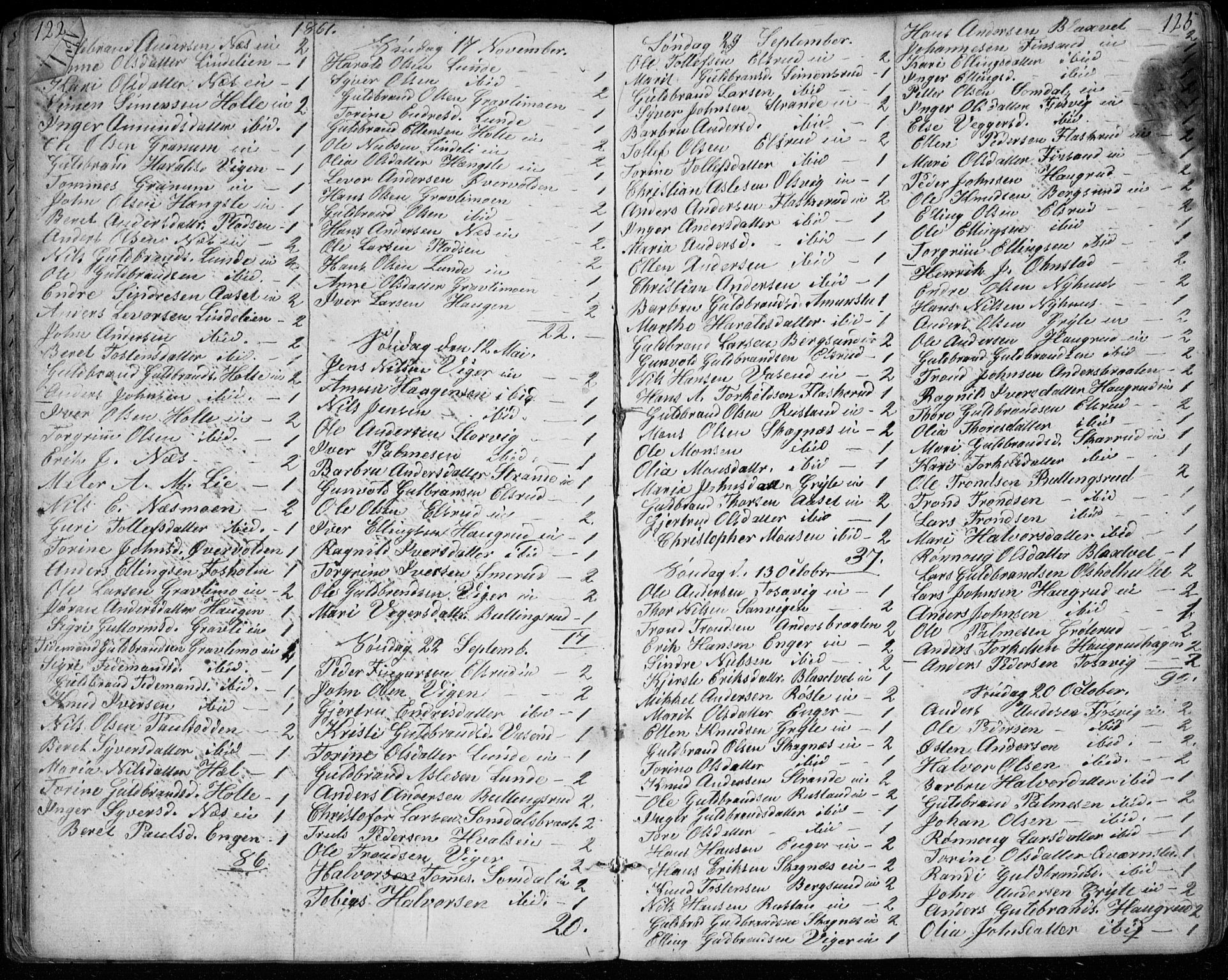 Ådal kirkebøker, SAKO/A-248/G/Ga/L0002: Parish register (copy) no. I 2, 1840-1861, p. 124-125