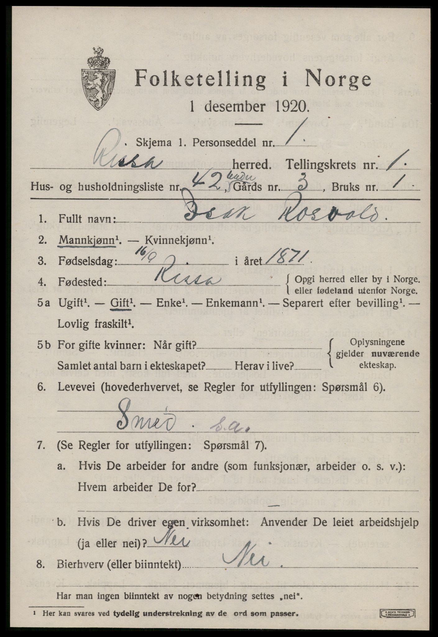 SAT, 1920 census for Rissa, 1920, p. 1601