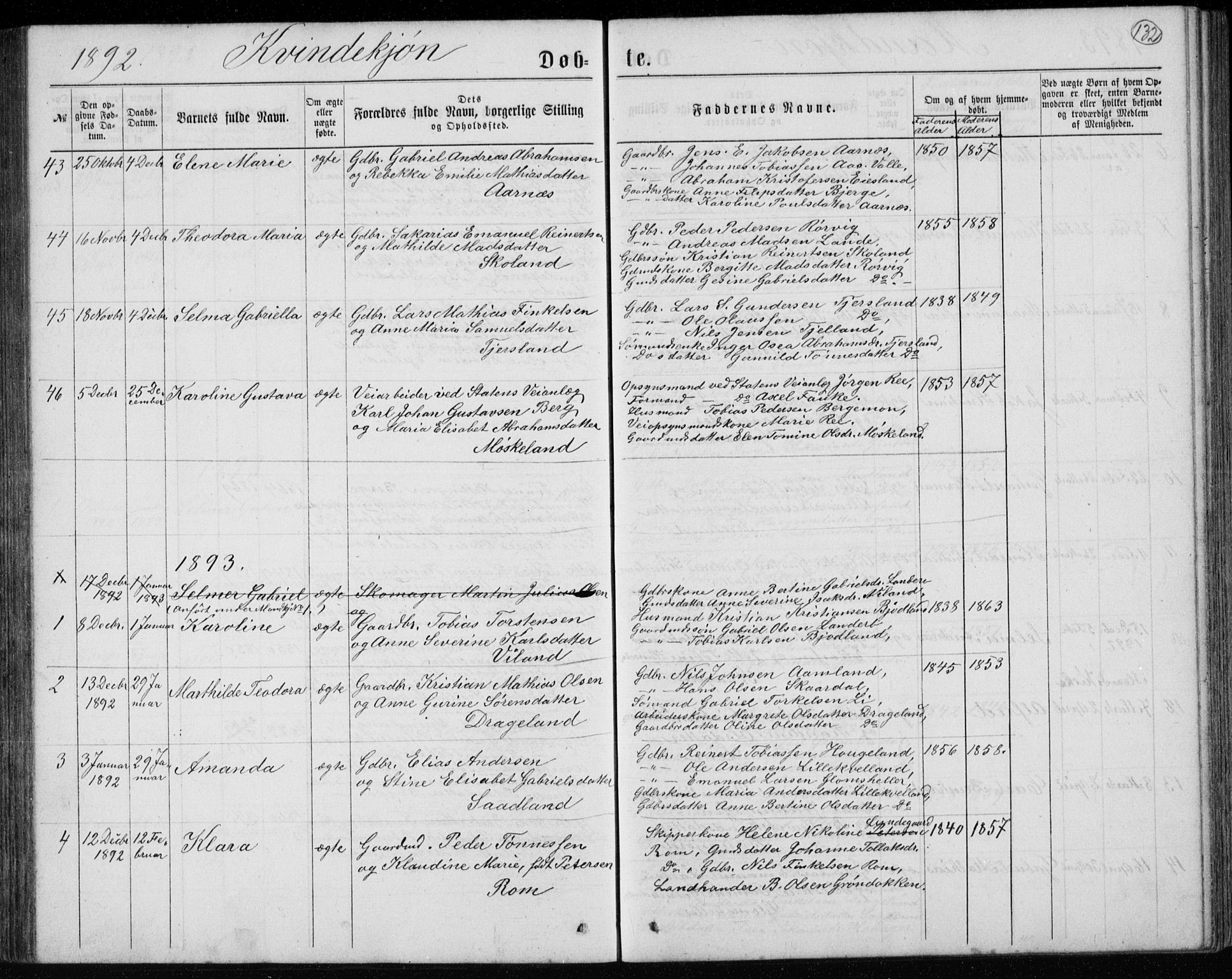 Lyngdal sokneprestkontor, SAK/1111-0029/F/Fb/Fbc/L0004: Parish register (copy) no. B 4, 1878-1896, p. 132