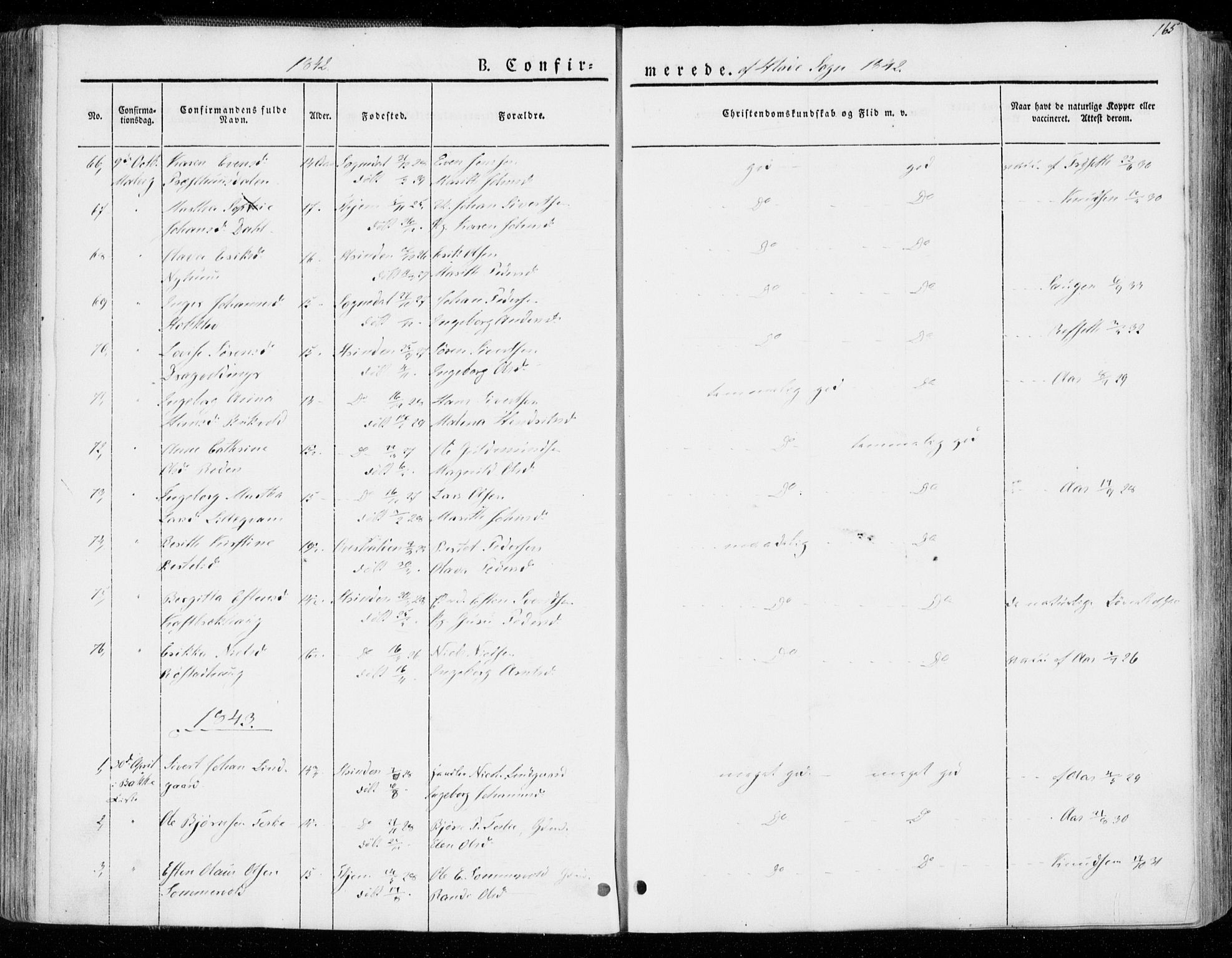 Ministerialprotokoller, klokkerbøker og fødselsregistre - Sør-Trøndelag, AV/SAT-A-1456/606/L0290: Parish register (official) no. 606A05, 1841-1847, p. 165