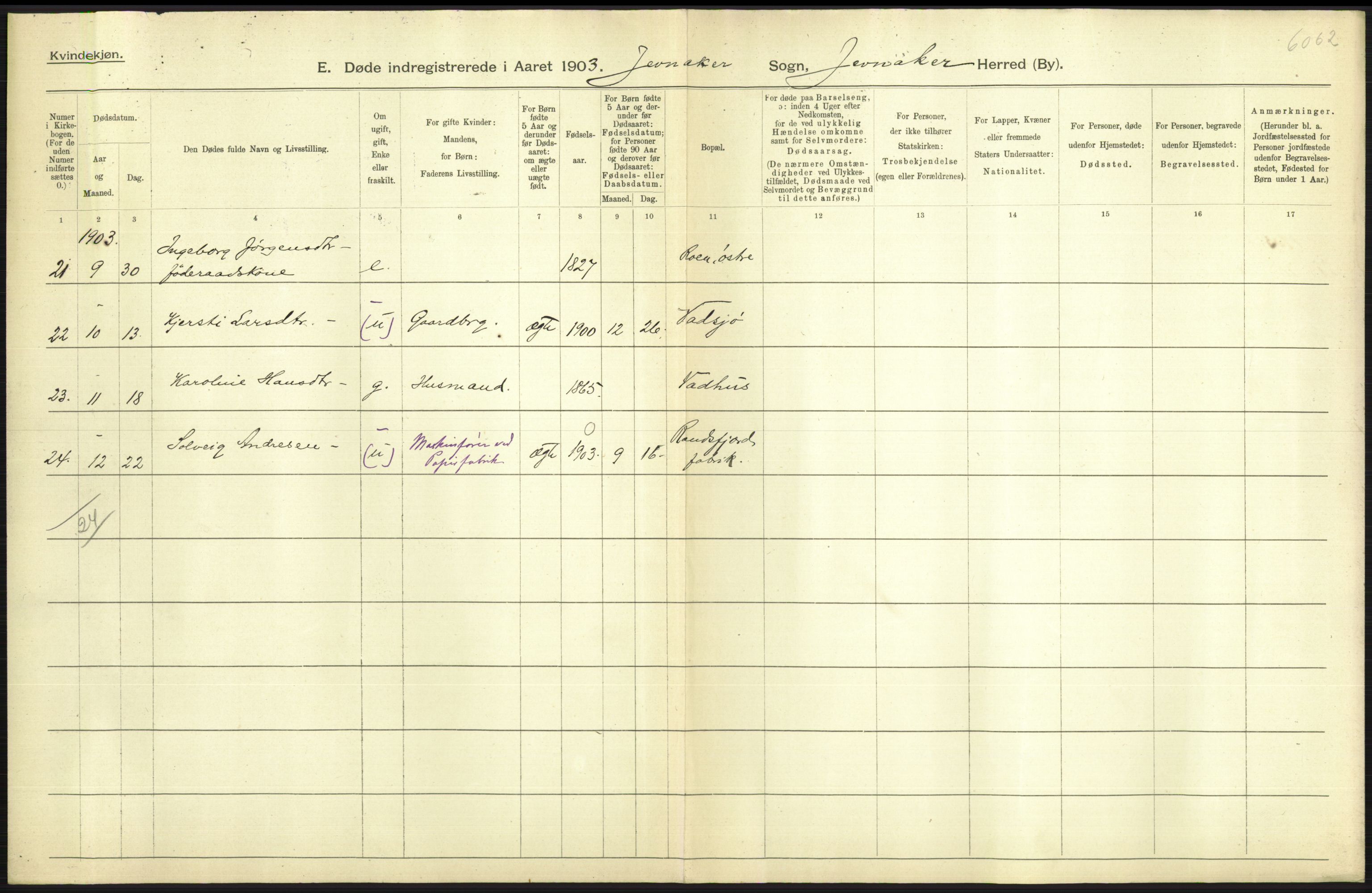 Statistisk sentralbyrå, Sosiodemografiske emner, Befolkning, AV/RA-S-2228/D/Df/Dfa/Dfaa/L0006: Kristians amt: Fødte, gifte, døde, 1903, p. 595