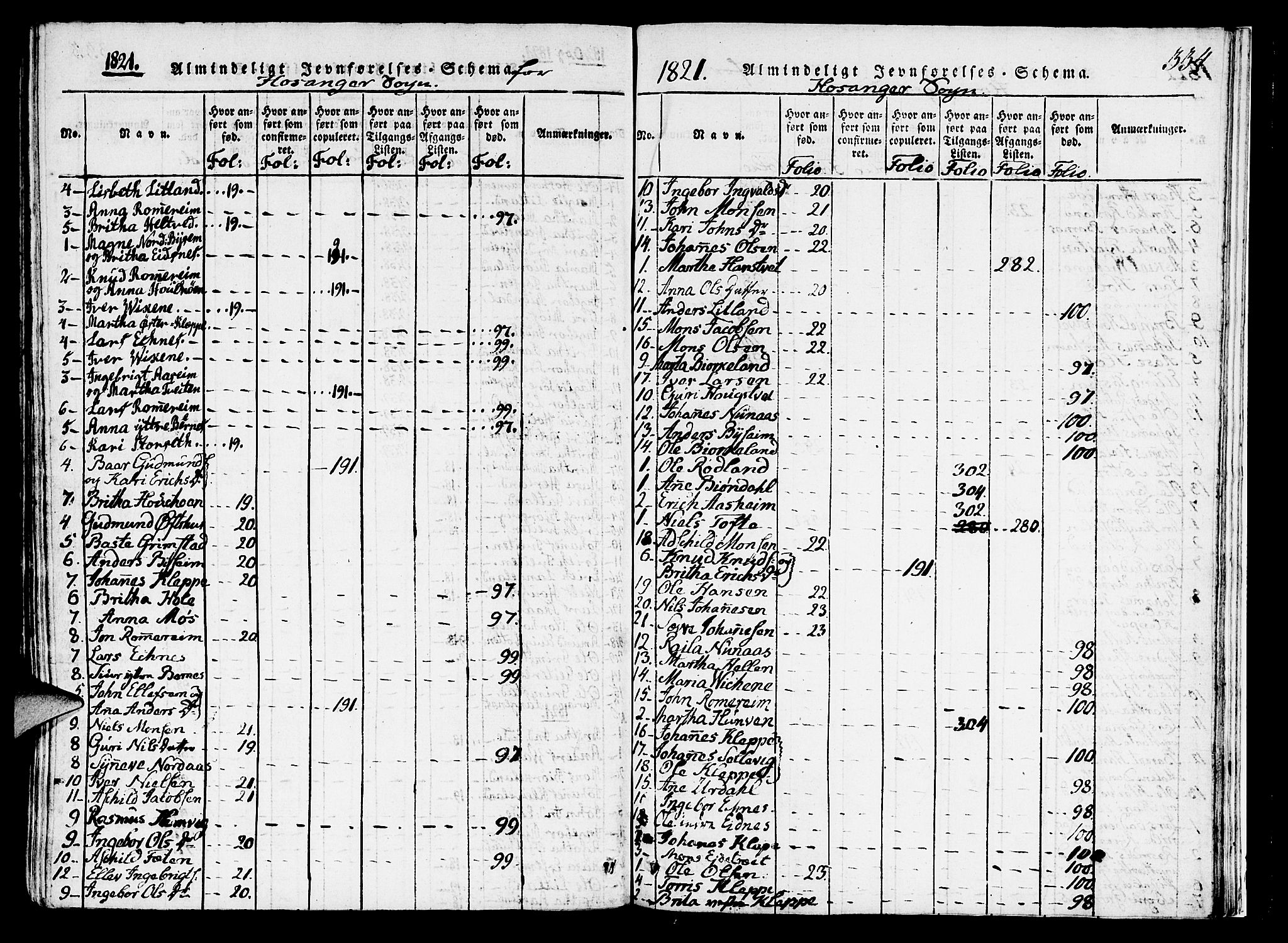 Hosanger sokneprestembete, AV/SAB-A-75801/H/Haa: Parish register (official) no. A 5, 1815-1824, p. 334