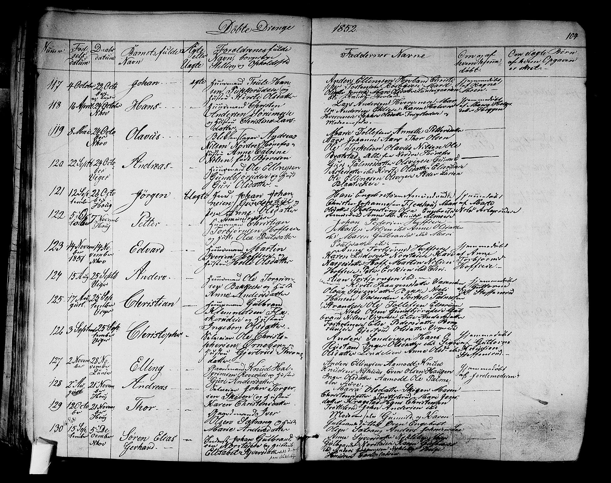 Norderhov kirkebøker, AV/SAKO-A-237/F/Fa/L0011: Parish register (official) no. 11, 1847-1856, p. 104