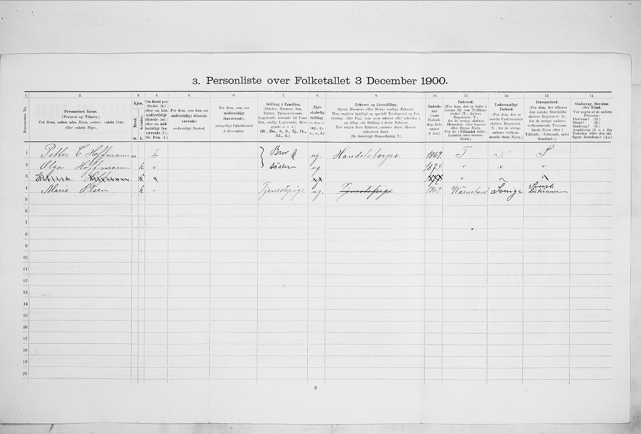 SAO, 1900 census for Kristiania, 1900, p. 52201