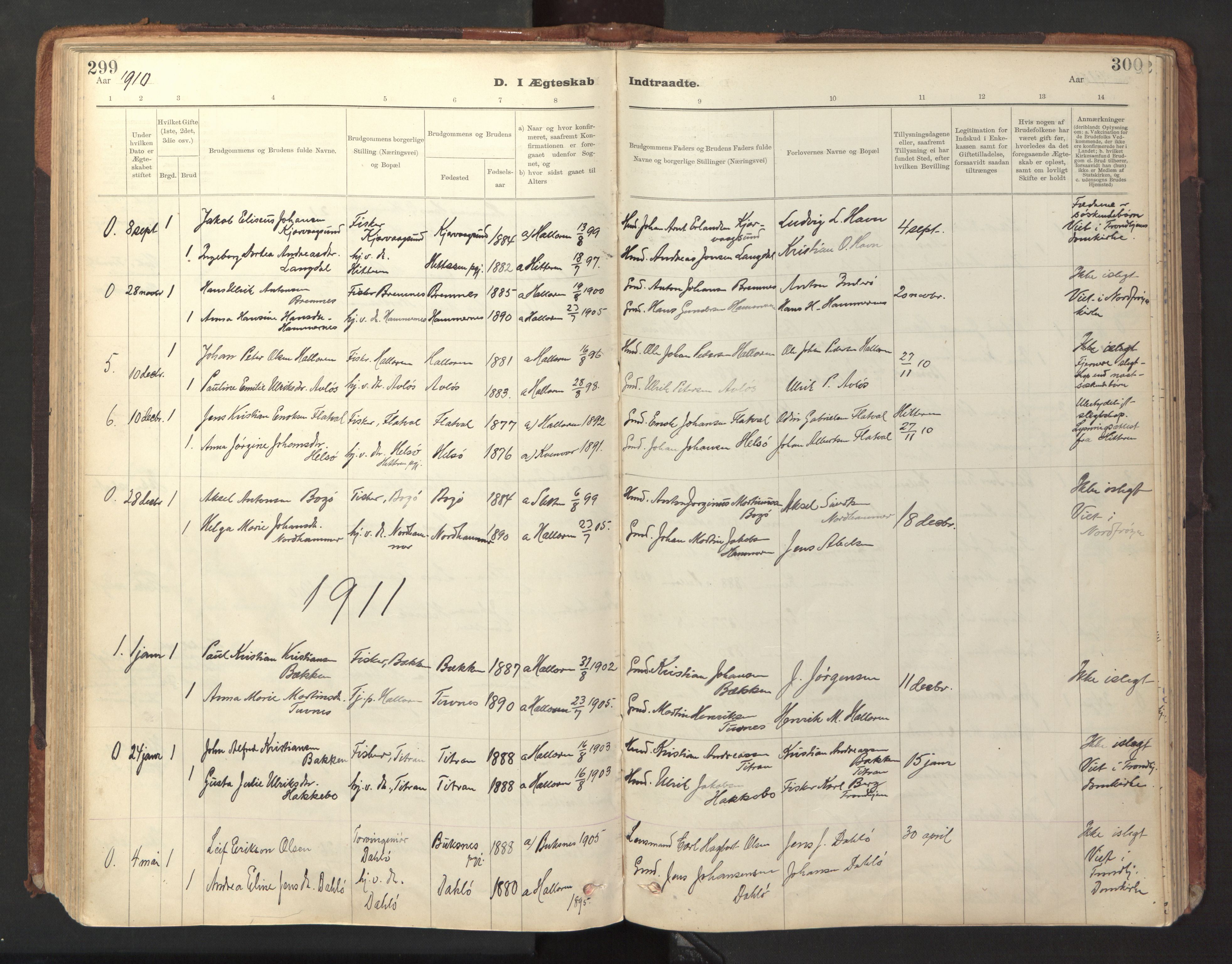 Ministerialprotokoller, klokkerbøker og fødselsregistre - Sør-Trøndelag, SAT/A-1456/641/L0596: Parish register (official) no. 641A02, 1898-1915, p. 299-300