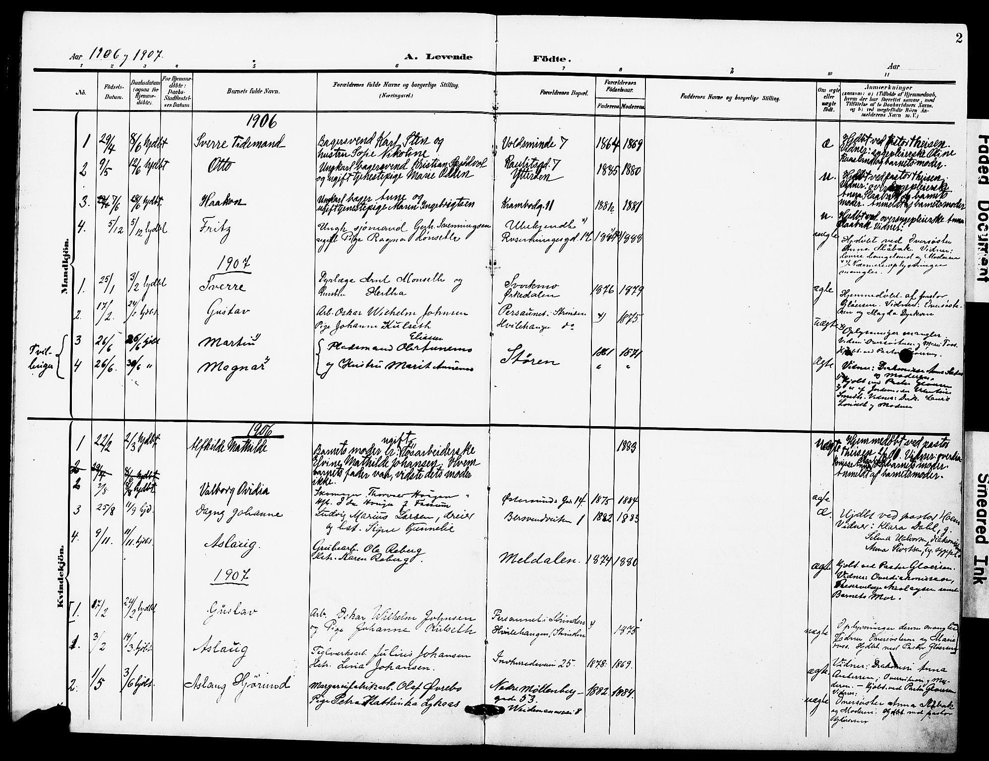 Ministerialprotokoller, klokkerbøker og fødselsregistre - Sør-Trøndelag, SAT/A-1456/628/L0483: Parish register (official) no. 628A01, 1902-1920, p. 2