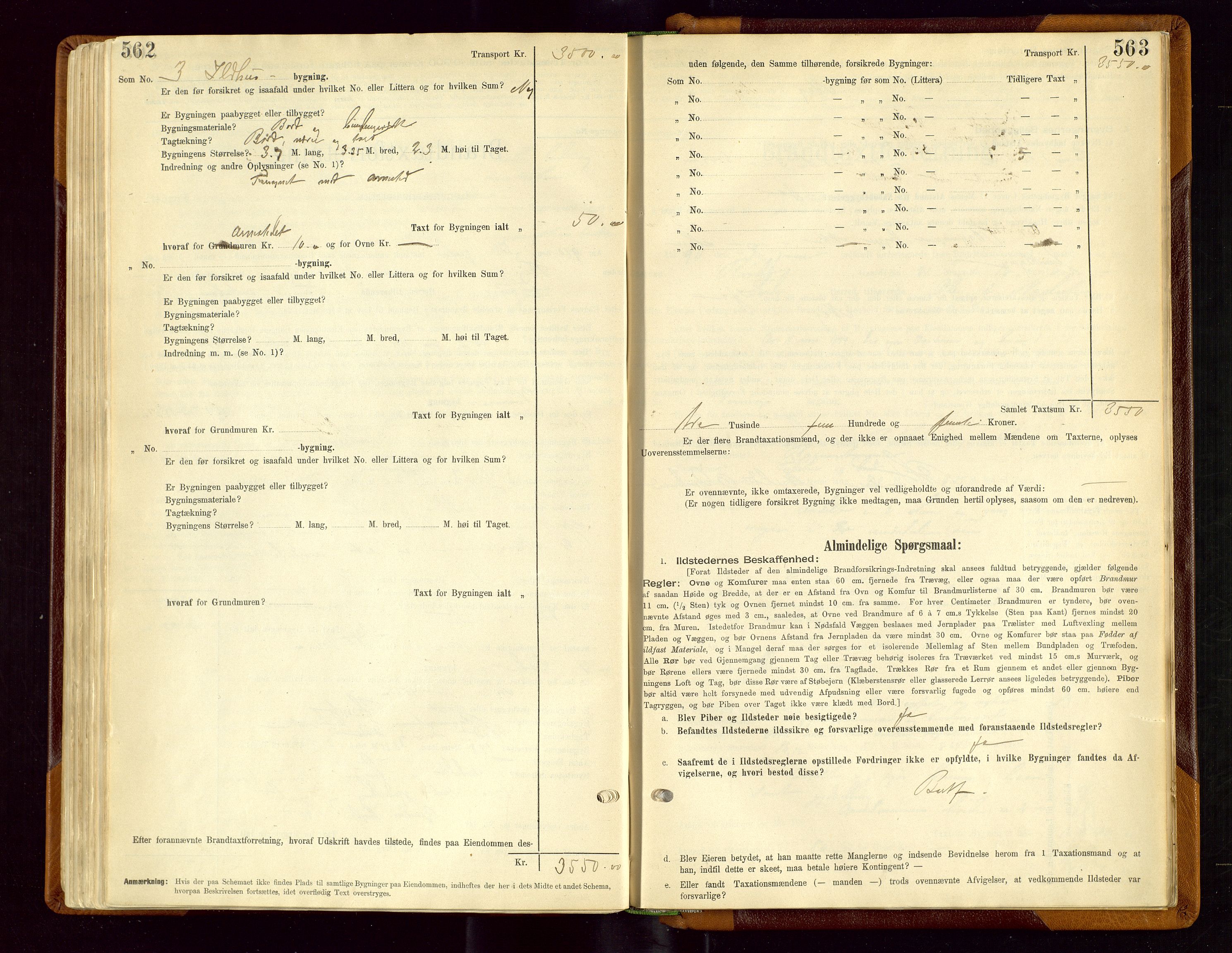 Sauda lensmannskontor, AV/SAST-A-100177/Gob/L0001: Branntakstprotokoll - skjematakst, 1894-1914, p. 562-563