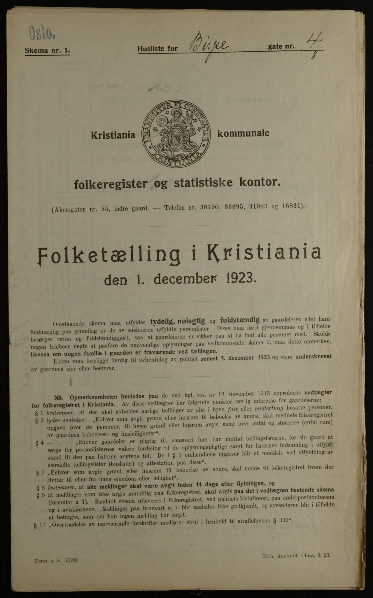 OBA, Municipal Census 1923 for Kristiania, 1923, p. 6220