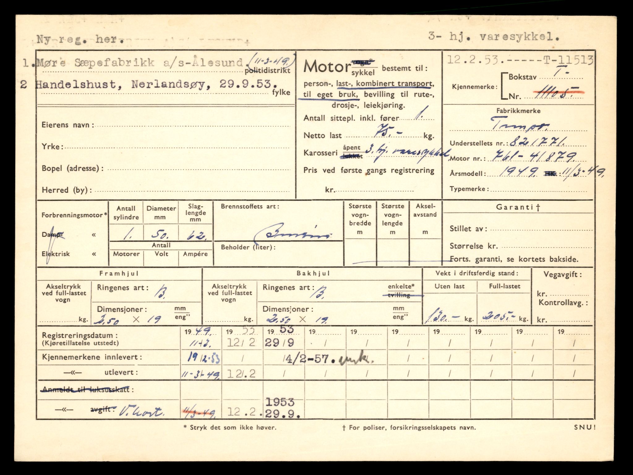 Møre og Romsdal vegkontor - Ålesund trafikkstasjon, AV/SAT-A-4099/F/Fe/L0029: Registreringskort for kjøretøy T 11430 - T 11619, 1927-1998, p. 1501