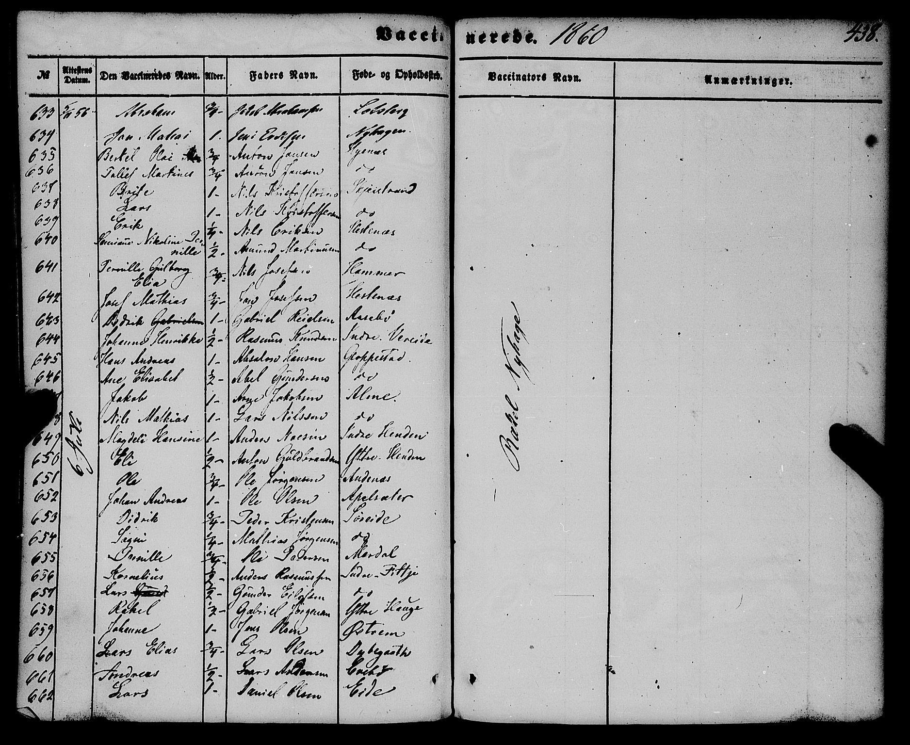 Gloppen sokneprestembete, AV/SAB-A-80101/H/Haa/Haaa/L0009: Parish register (official) no. A 9, 1855-1870, p. 438