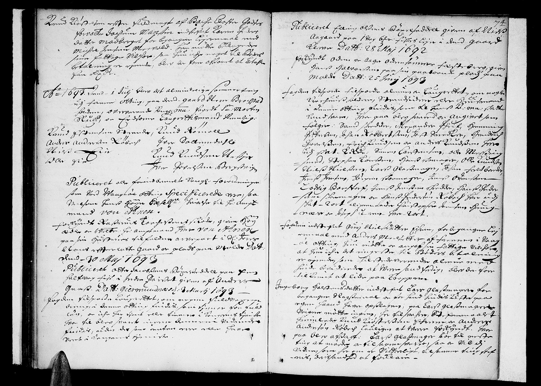 Romsdal sorenskriveri, SAT/A-4149/1/1/1A/L0002: Tingbok, 1690-1693, p. 73b-74a