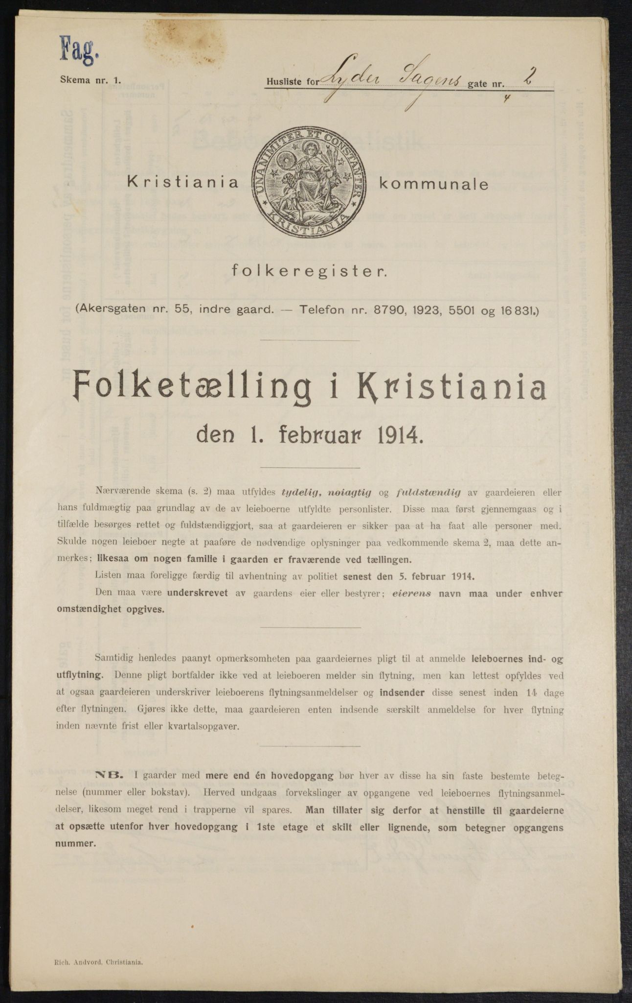 OBA, Municipal Census 1914 for Kristiania, 1914, p. 58373