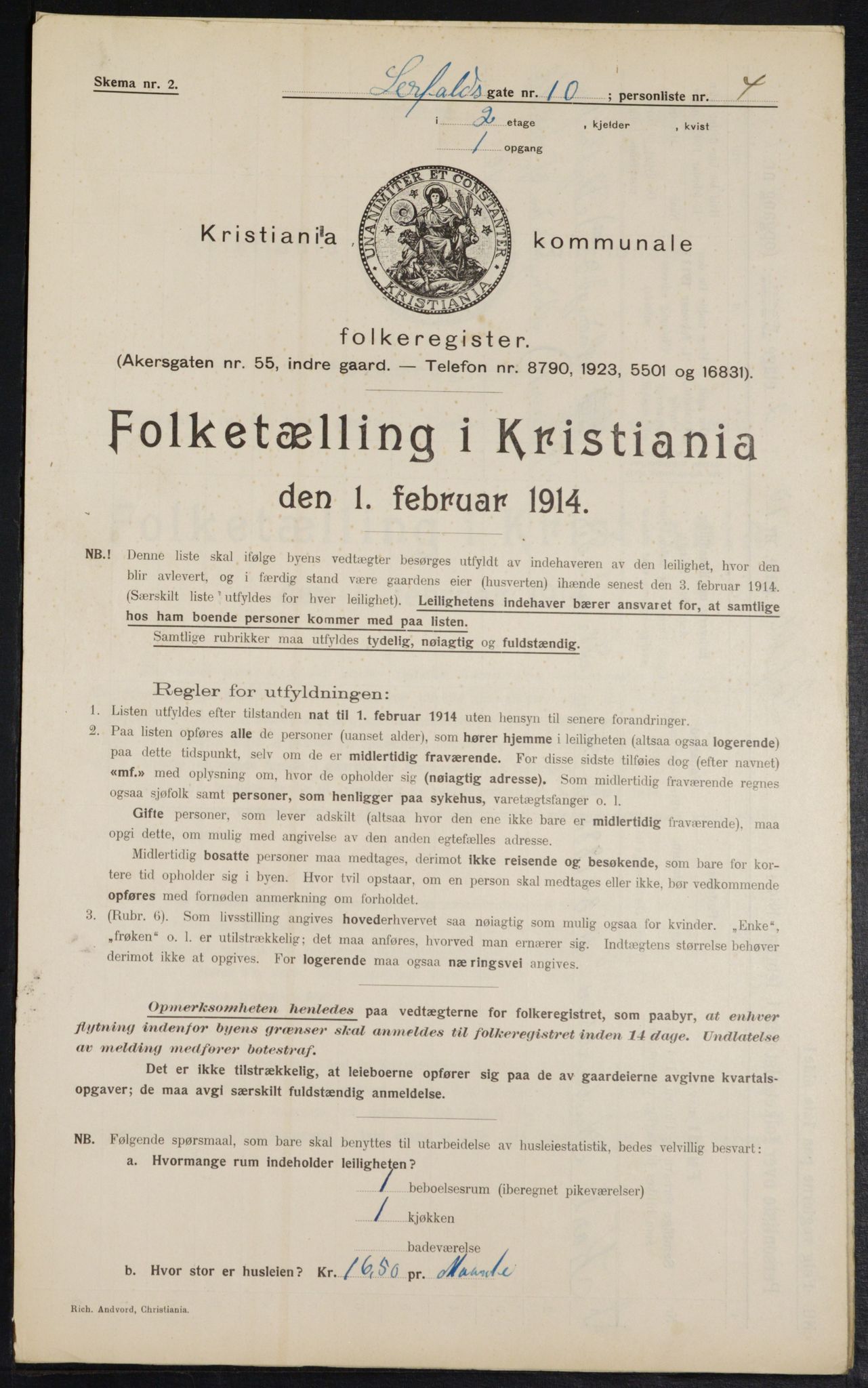 OBA, Municipal Census 1914 for Kristiania, 1914, p. 57330