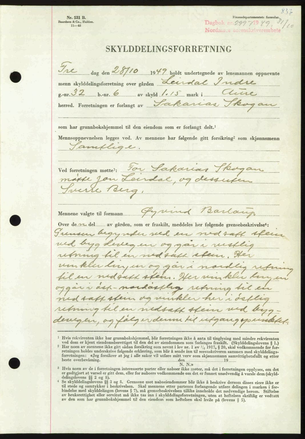 Nordmøre sorenskriveri, AV/SAT-A-4132/1/2/2Ca: Mortgage book no. A112, 1949-1949, Diary no: : 2997/1949