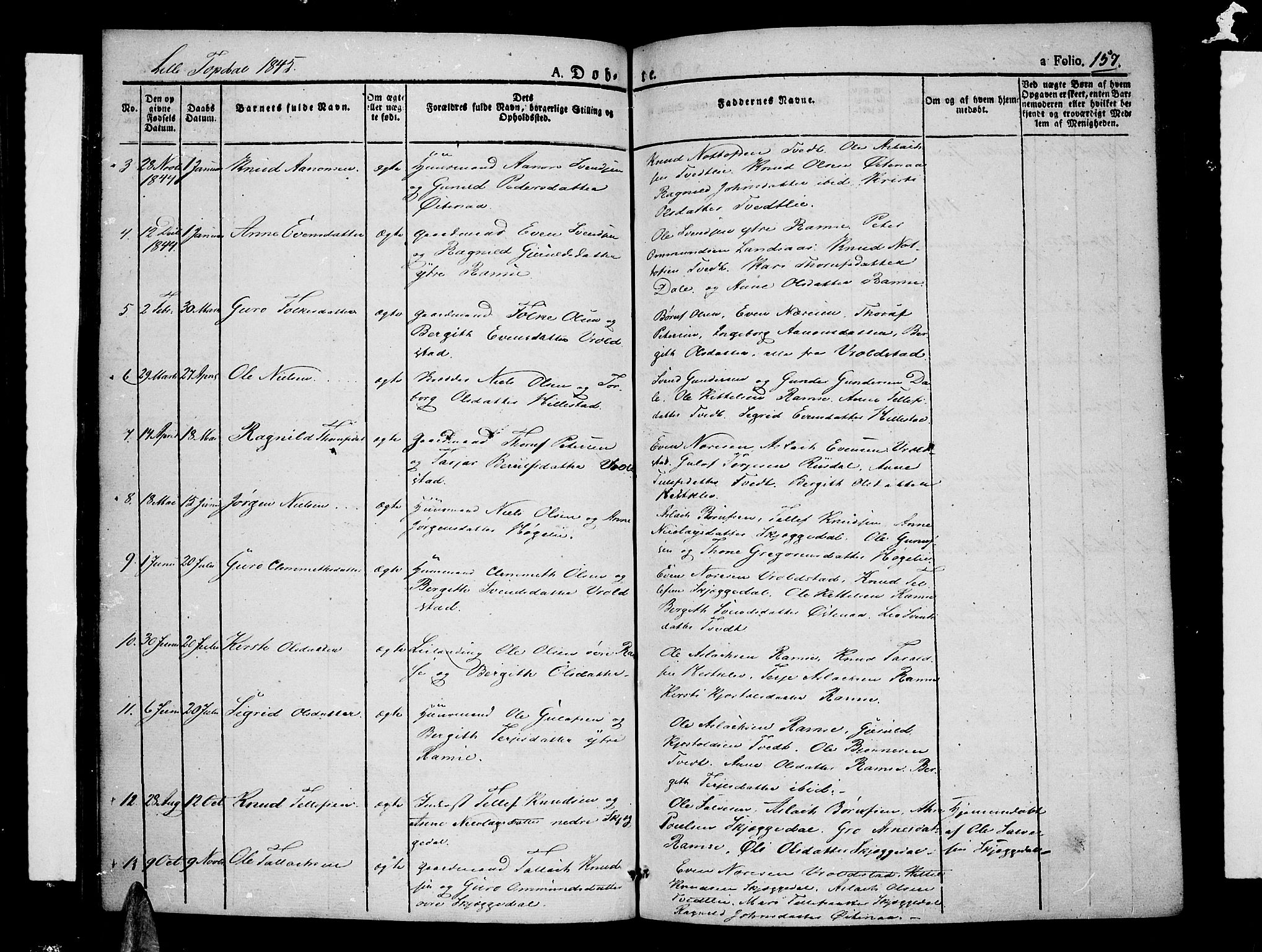 Åmli sokneprestkontor, AV/SAK-1111-0050/F/Fa/Fac/L0007: Parish register (official) no. A 7 /4, 1829-1851, p. 157