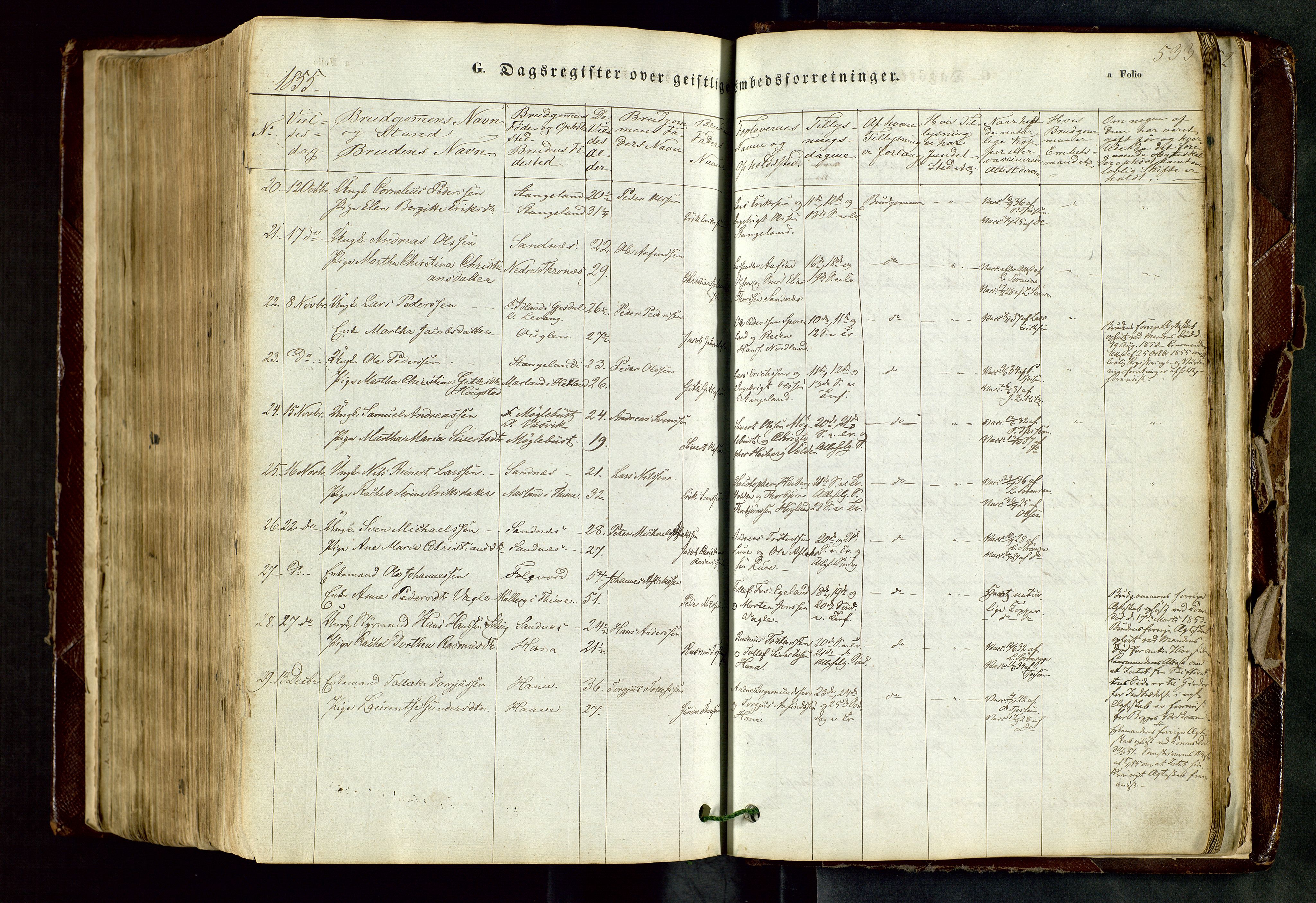 Høyland sokneprestkontor, SAST/A-101799/001/30BA/L0008: Parish register (official) no. A 8, 1841-1856, p. 533