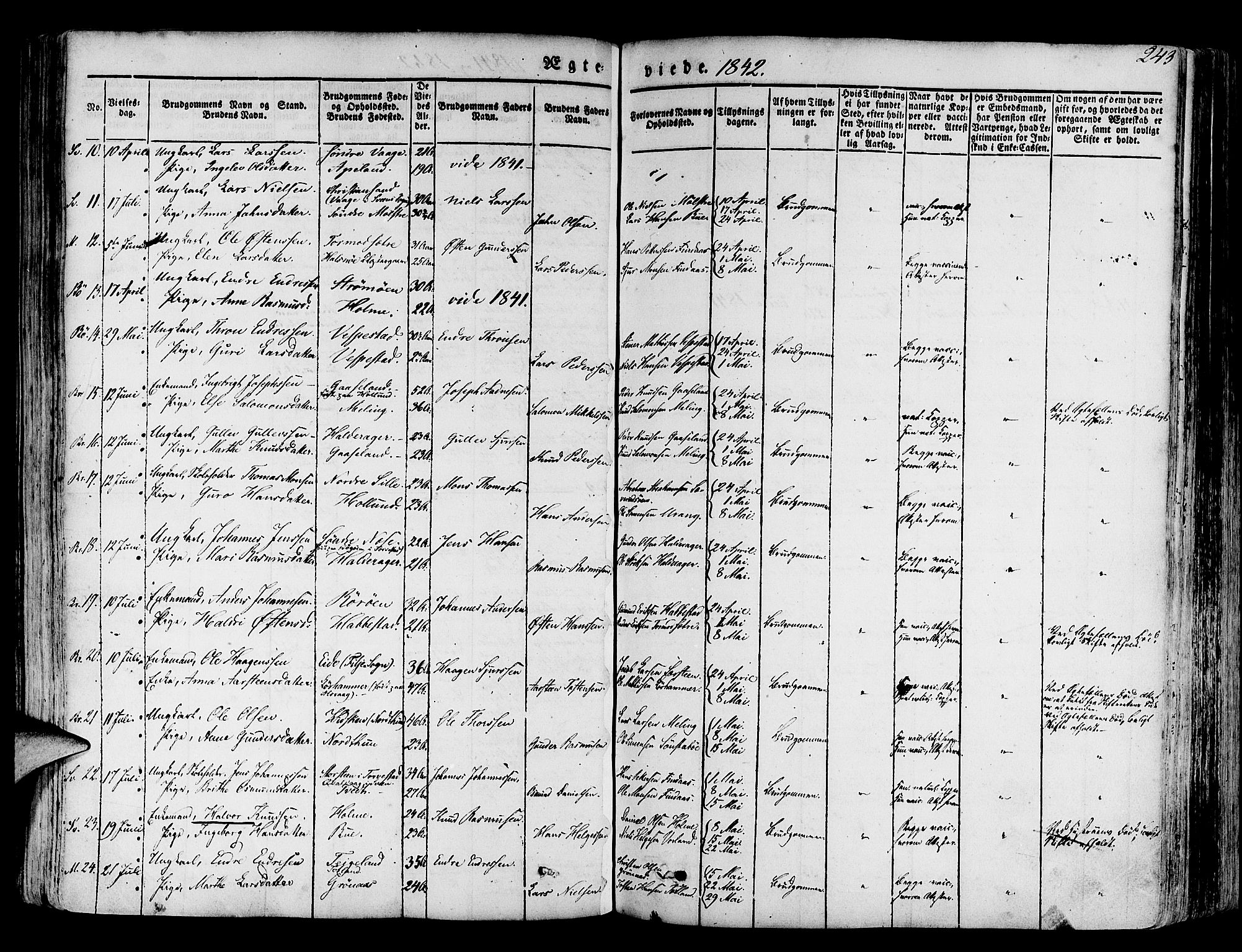 Finnås sokneprestembete, AV/SAB-A-99925/H/Ha/Haa/Haaa/L0006: Parish register (official) no. A 6, 1836-1850, p. 243