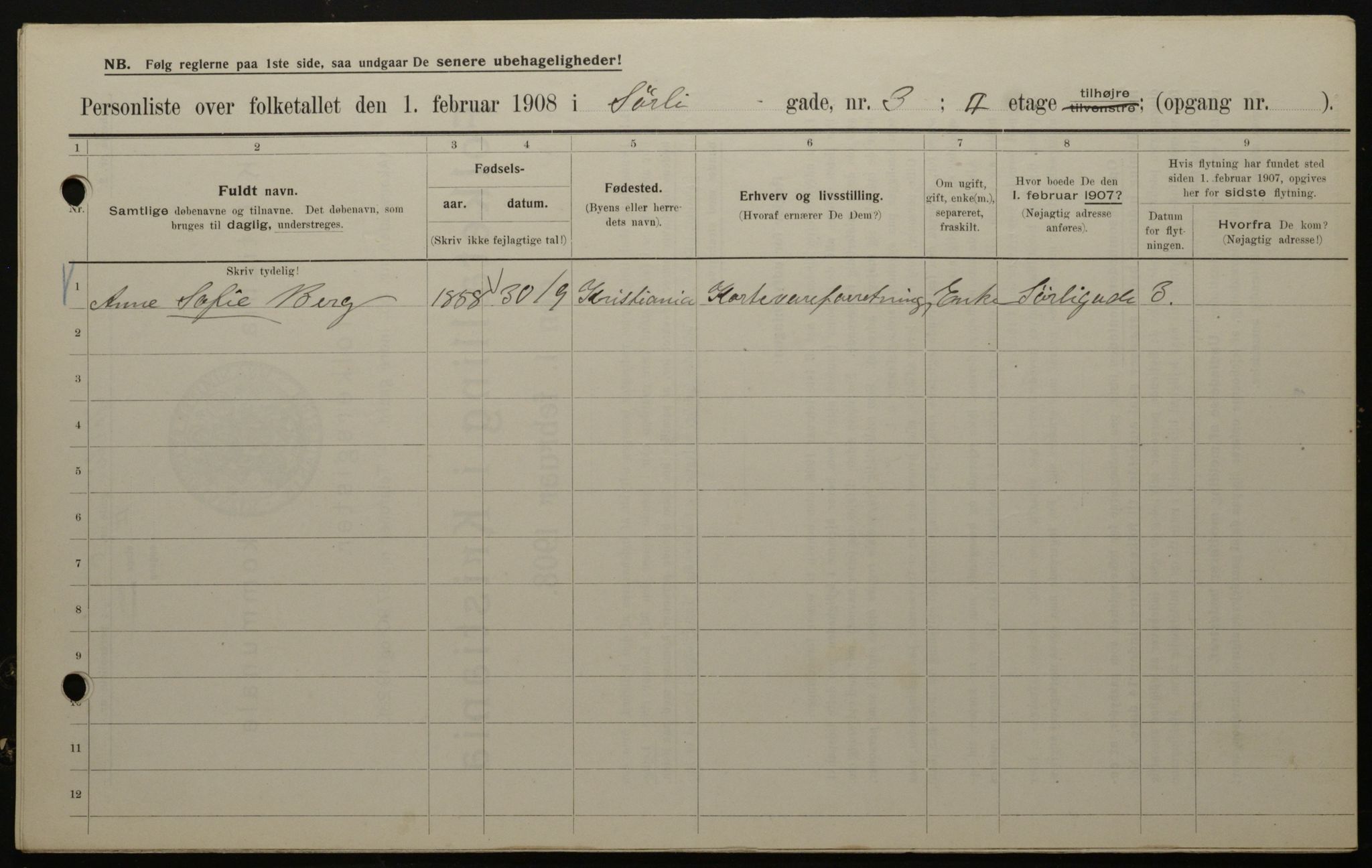 OBA, Municipal Census 1908 for Kristiania, 1908, p. 95656