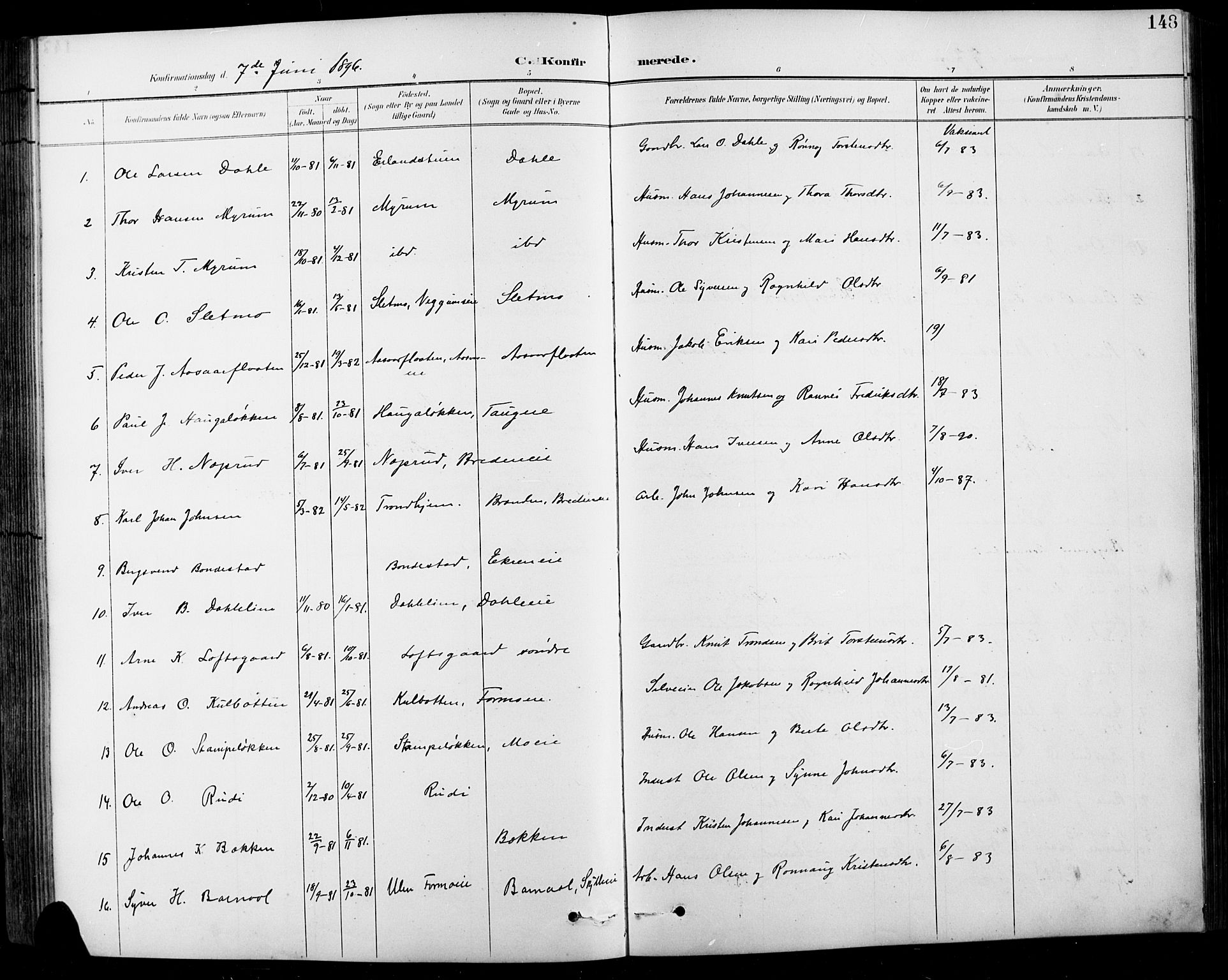 Sel prestekontor, AV/SAH-PREST-074/H/Ha/Hab/L0001: Parish register (copy) no. 1, 1894-1923, p. 148