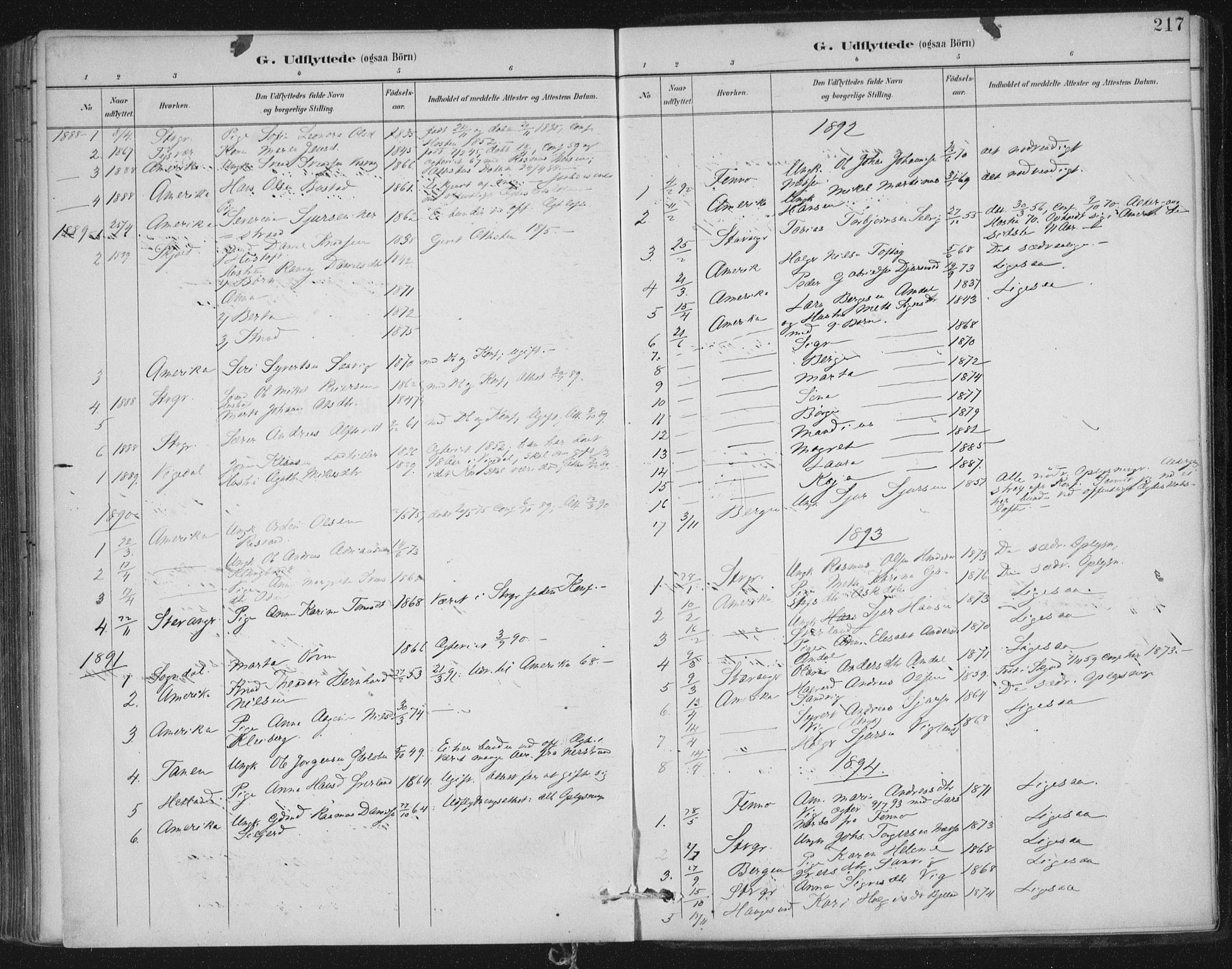 Nedstrand sokneprestkontor, AV/SAST-A-101841/01/IV: Parish register (official) no. A 12, 1887-1915, p. 217