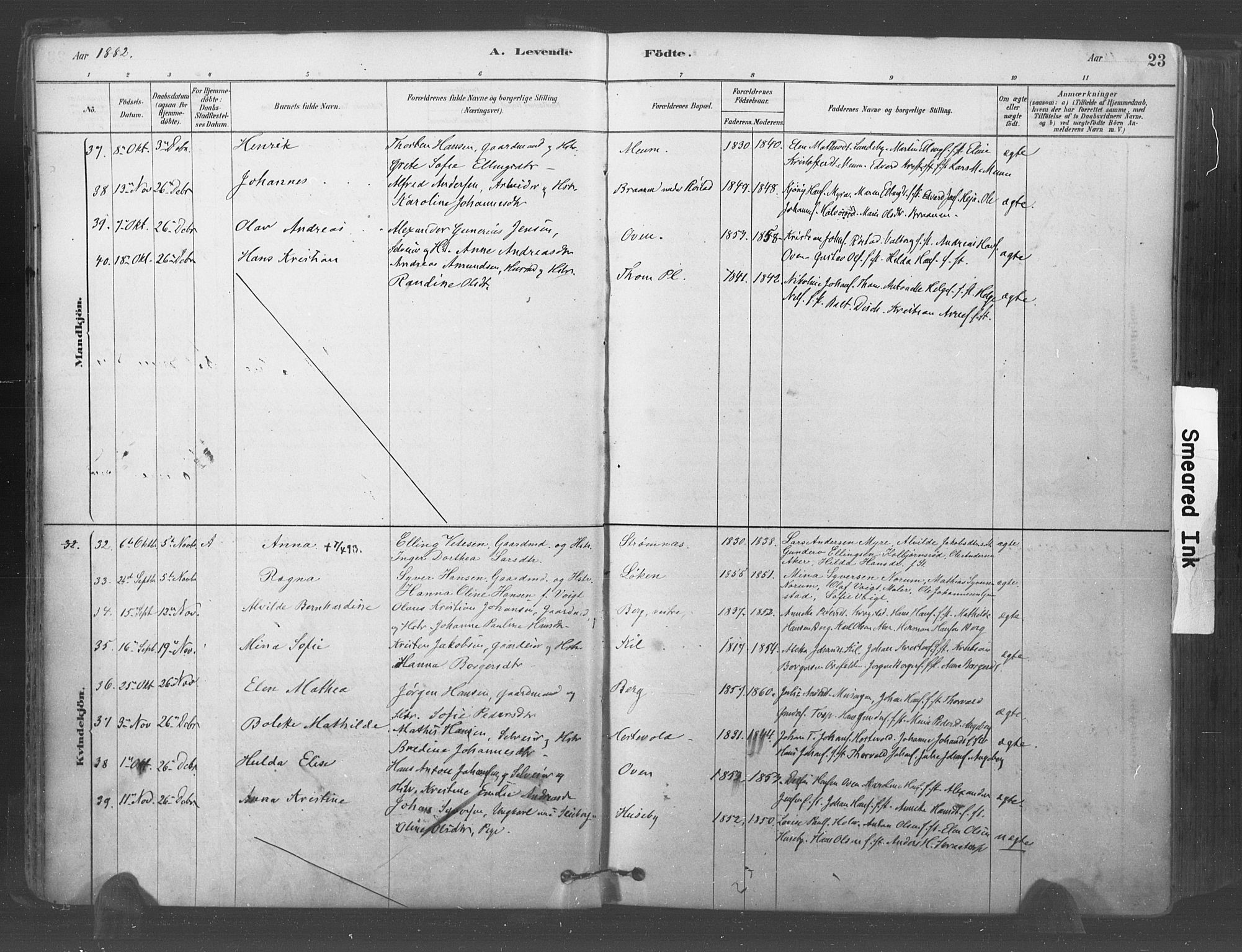 Råde prestekontor kirkebøker, AV/SAO-A-2009/F/Fa/L0007: Parish register (official) no. 7, 1878-1902, p. 23