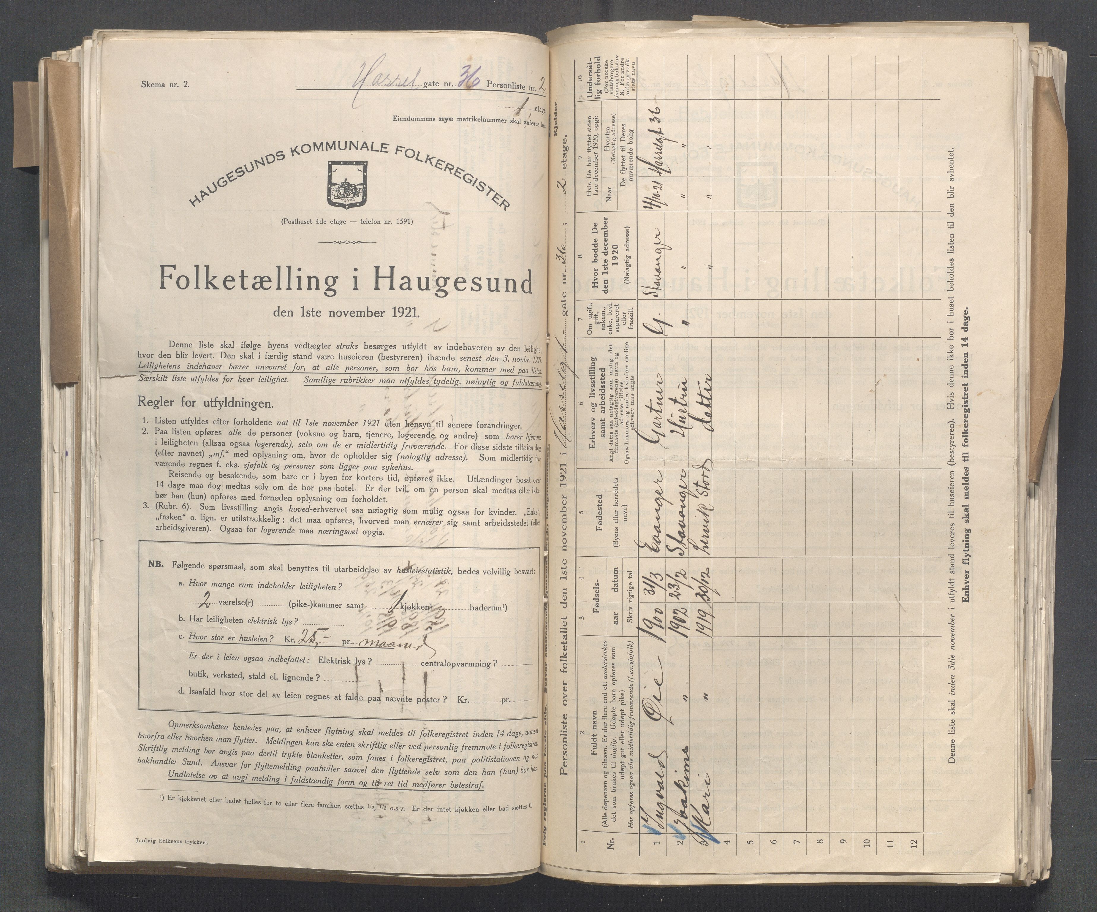 IKAR, Local census 1.11.1921 for Haugesund, 1921, p. 6057