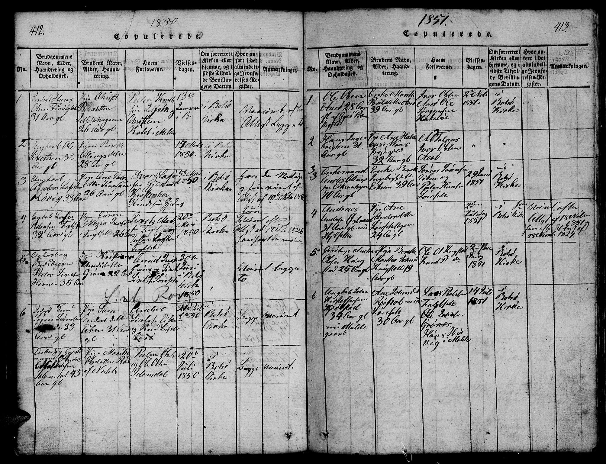 Ministerialprotokoller, klokkerbøker og fødselsregistre - Møre og Romsdal, SAT/A-1454/555/L0665: Parish register (copy) no. 555C01, 1818-1868, p. 412-413