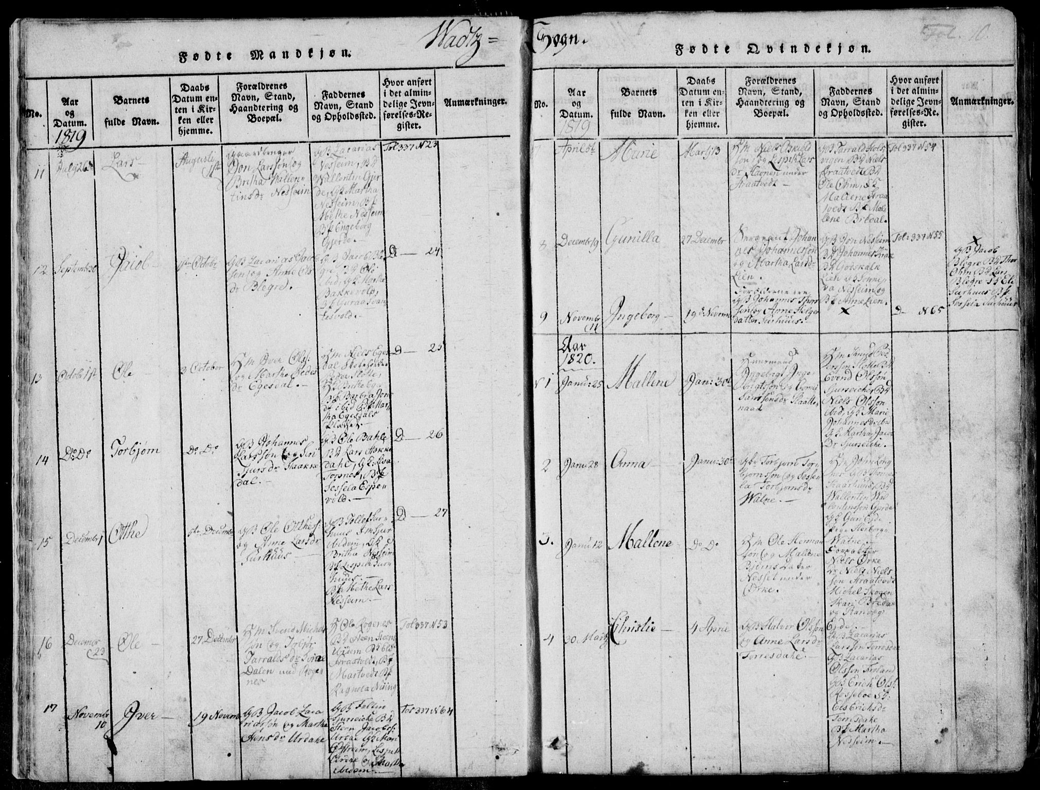 Skjold sokneprestkontor, SAST/A-101847/H/Ha/Haa/L0004: Parish register (official) no. A 4 /2, 1815-1830, p. 10