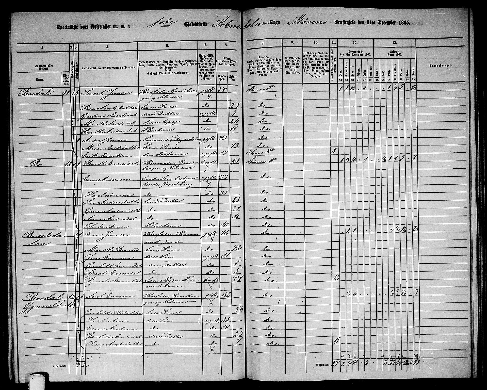 RA, 1865 census for Støren, 1865, p. 219