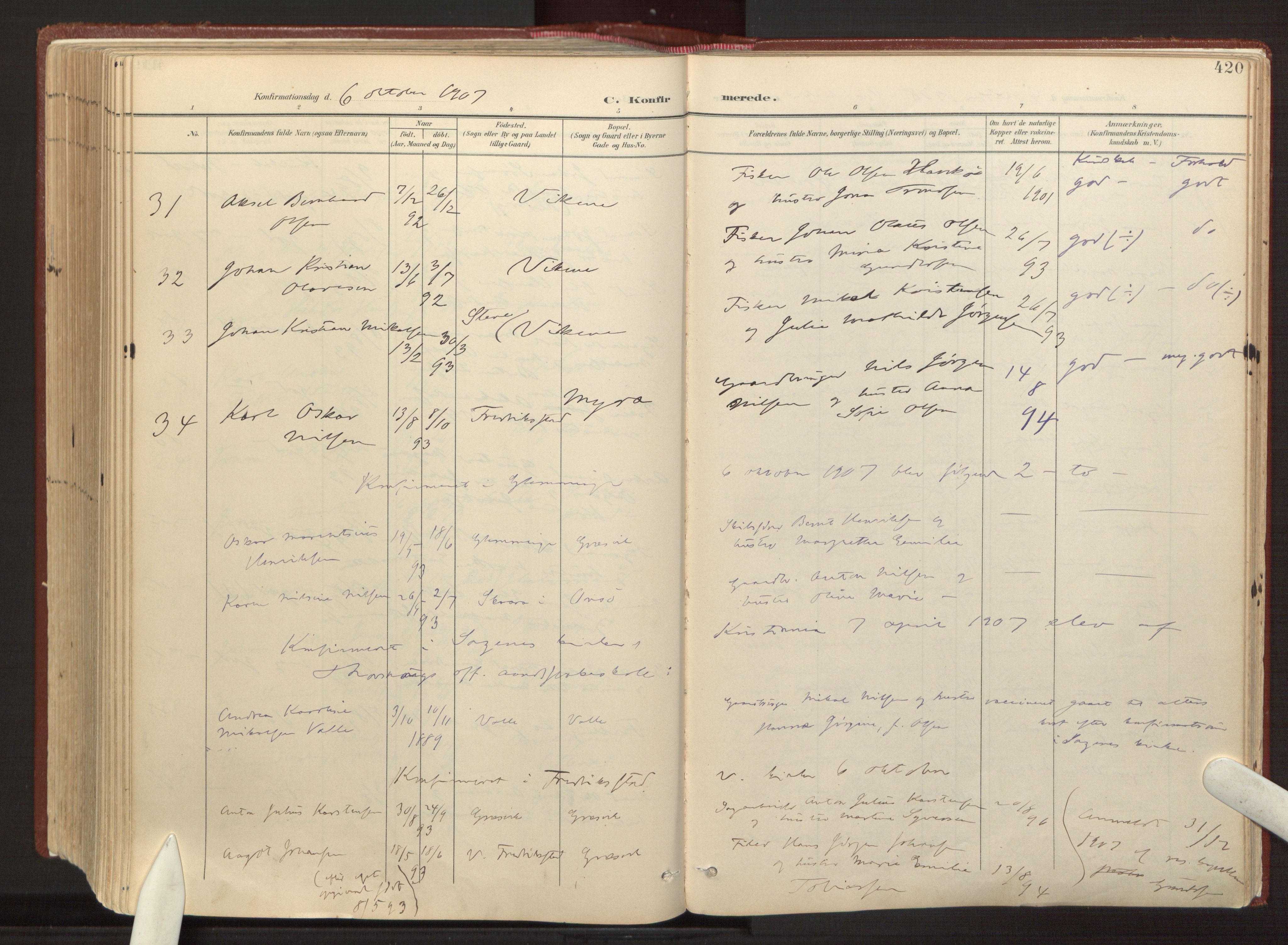 Onsøy prestekontor Kirkebøker, AV/SAO-A-10914/F/Fa/L0008: Parish register (official) no. I 8, 1899-1923, p. 420