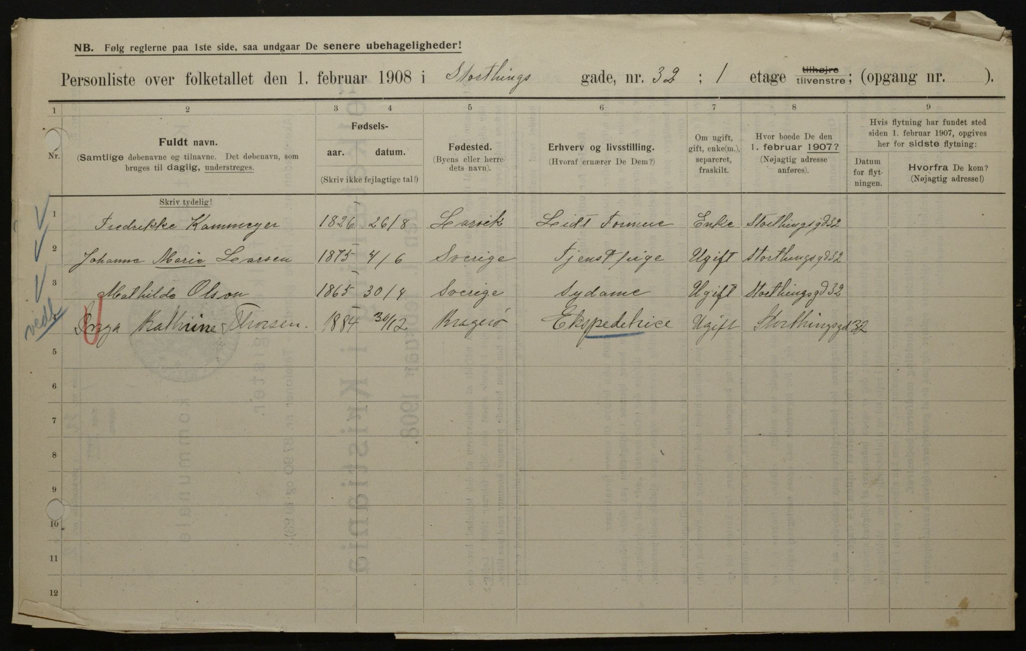 OBA, Municipal Census 1908 for Kristiania, 1908, p. 93130