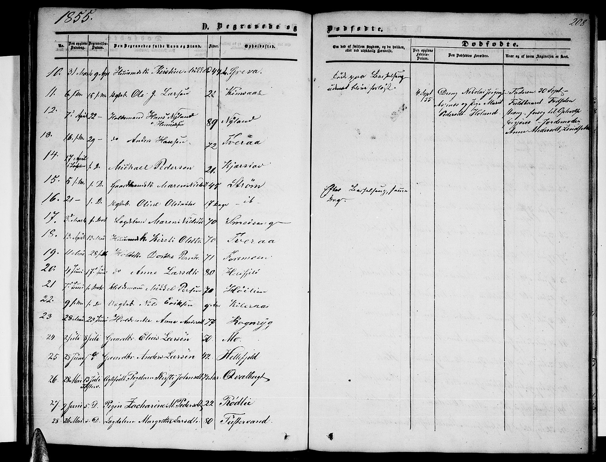 Ministerialprotokoller, klokkerbøker og fødselsregistre - Nordland, AV/SAT-A-1459/820/L0301: Parish register (copy) no. 820C03, 1851-1858, p. 208