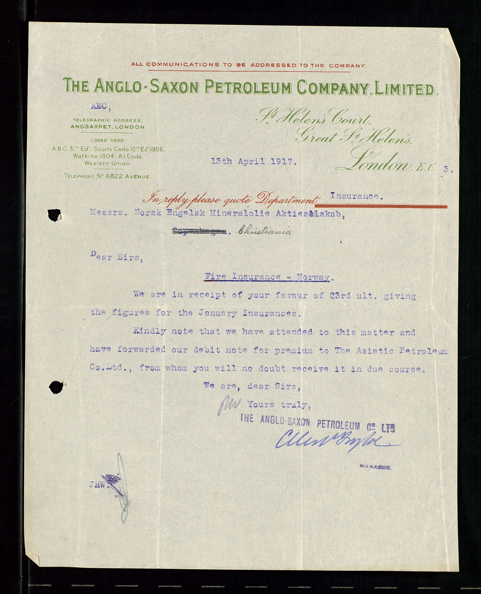 Pa 1521 - A/S Norske Shell, AV/SAST-A-101915/E/Ea/Eaa/L0001: Sjefskorrespondanse, 1917, p. 55