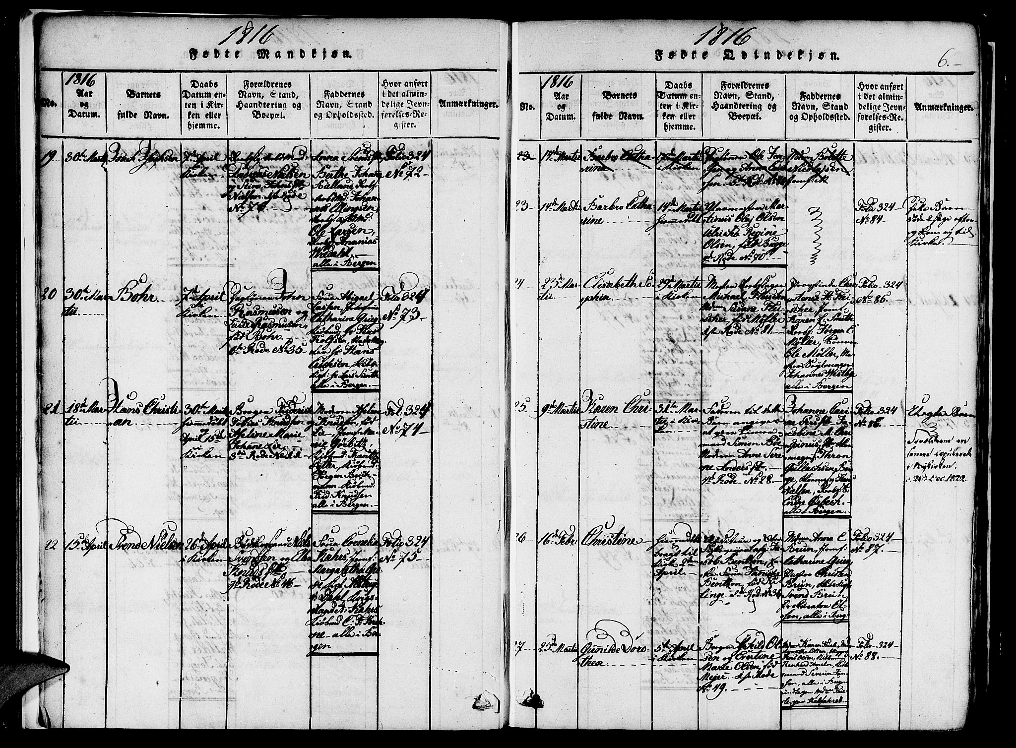 Nykirken Sokneprestembete, AV/SAB-A-77101/H/Haa/L0011: Parish register (official) no. A 11, 1816-1821, p. 6